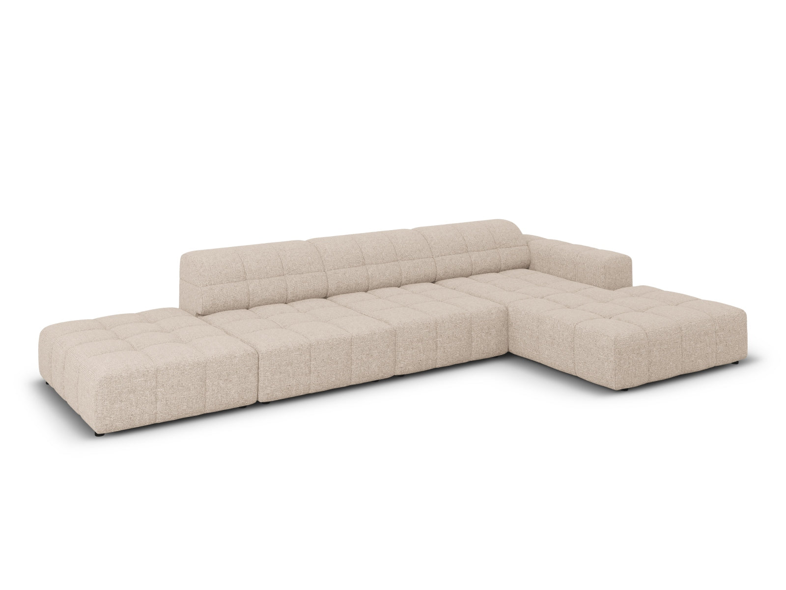 Beige L-Sofa Chicago, 5-Sitzer, modernes Design, perfekt für elegante Wohnräume, erhältlich bei Cosmopolitan Design.