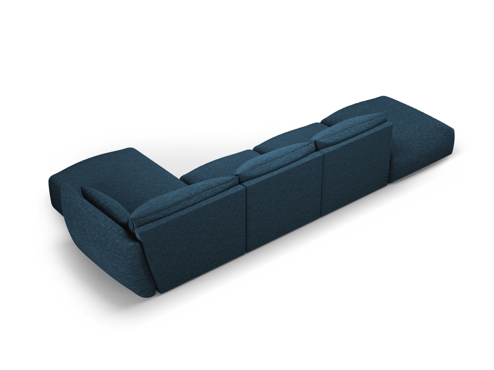 Elegantes 5-Sitzer Ecksofa rechts Matera in Royal Blue-Haga, ideal für stilvolle Wohnräume und entspannte Abende, von Cosmopolitan Design.