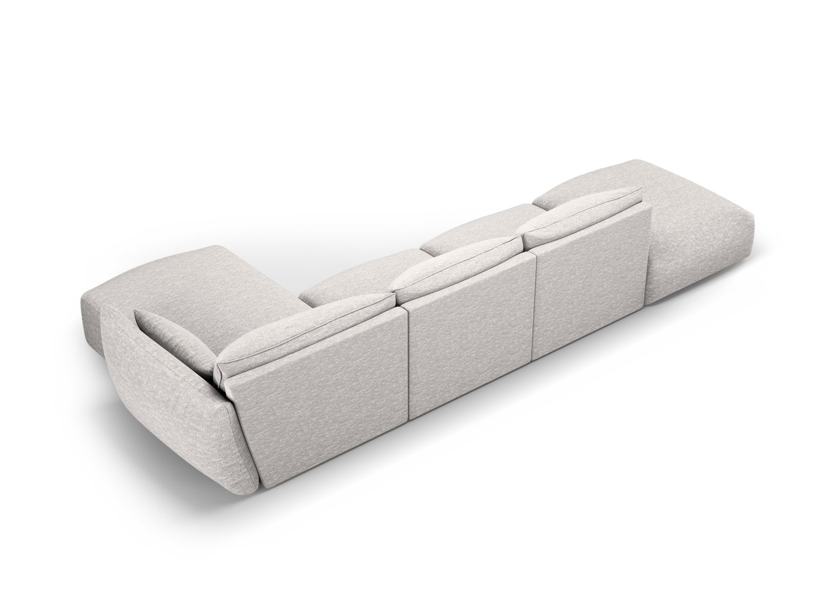 Modernes 5-Sitzer Ecksofa rechts Matera in dezentem Grau, ideal für gemütliche Wohnräume, erhältlich bei Cosmopolitan Design.