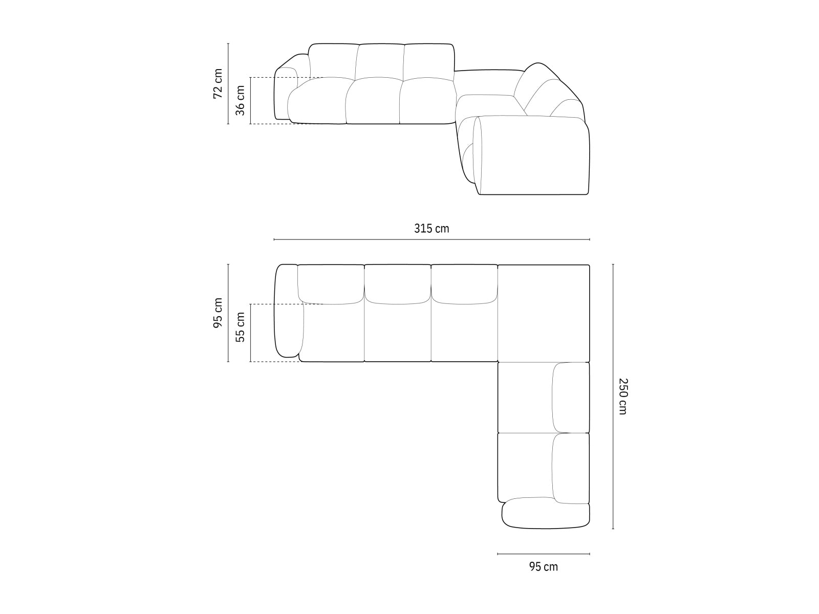 Nolio Ecksofa rechts 4 Sitzer 250cm in Beige präsentiert im Onlineshop von KAQTU Design AG. Ecksofa rechts ist von Cosmopolitan Design