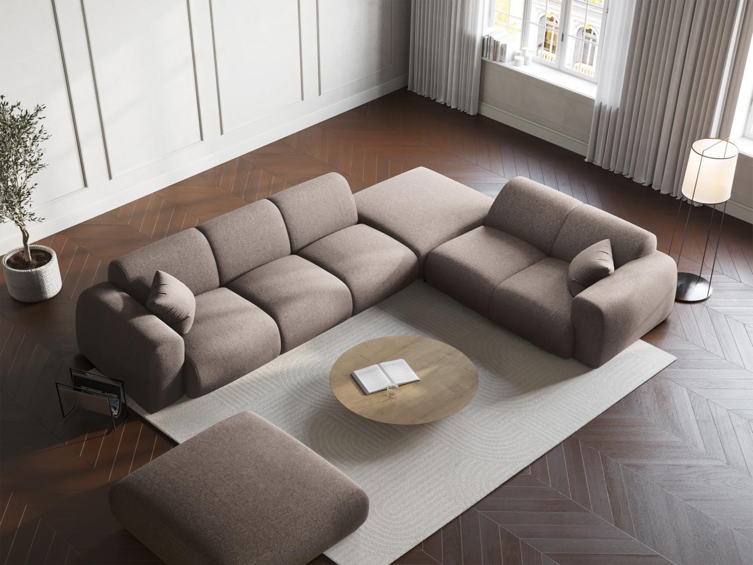 Nolio Ecksofa rechts 4 Sitzer 250cm in Beige präsentiert im Onlineshop von KAQTU Design AG. Ecksofa rechts ist von Cosmopolitan Design