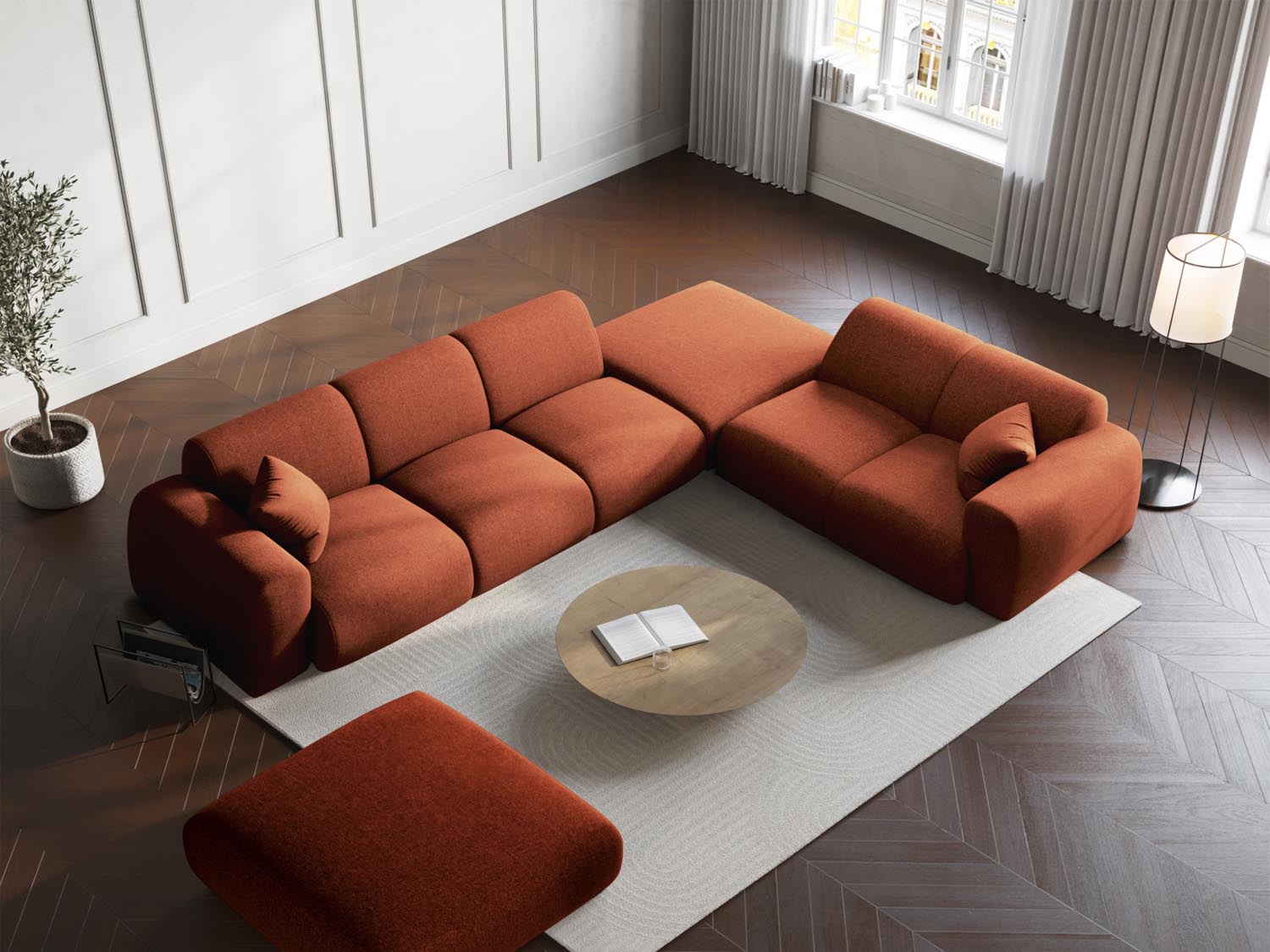 Nolio Ecksofa rechts 4 Sitzer 250cm in Terracotta präsentiert im Onlineshop von KAQTU Design AG. Ecksofa rechts ist von Cosmopolitan Design