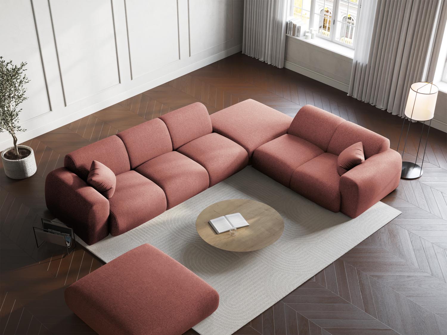 Nolio Ecksofa rechts 4 Sitzer 250cm in Pink präsentiert im Onlineshop von KAQTU Design AG. Ecksofa rechts ist von Cosmopolitan Design