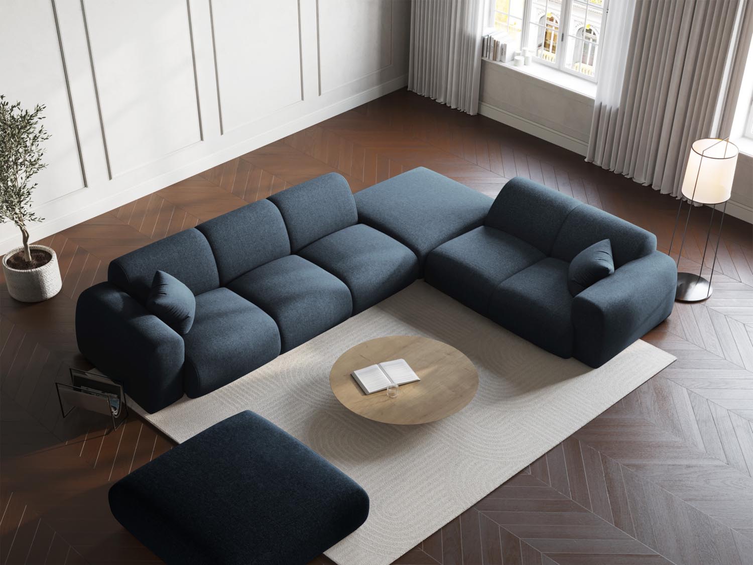 Nolio Ecksofa rechts 4 Sitzer 250cm in Royal Blue präsentiert im Onlineshop von KAQTU Design AG. Ecksofa rechts ist von Cosmopolitan Design