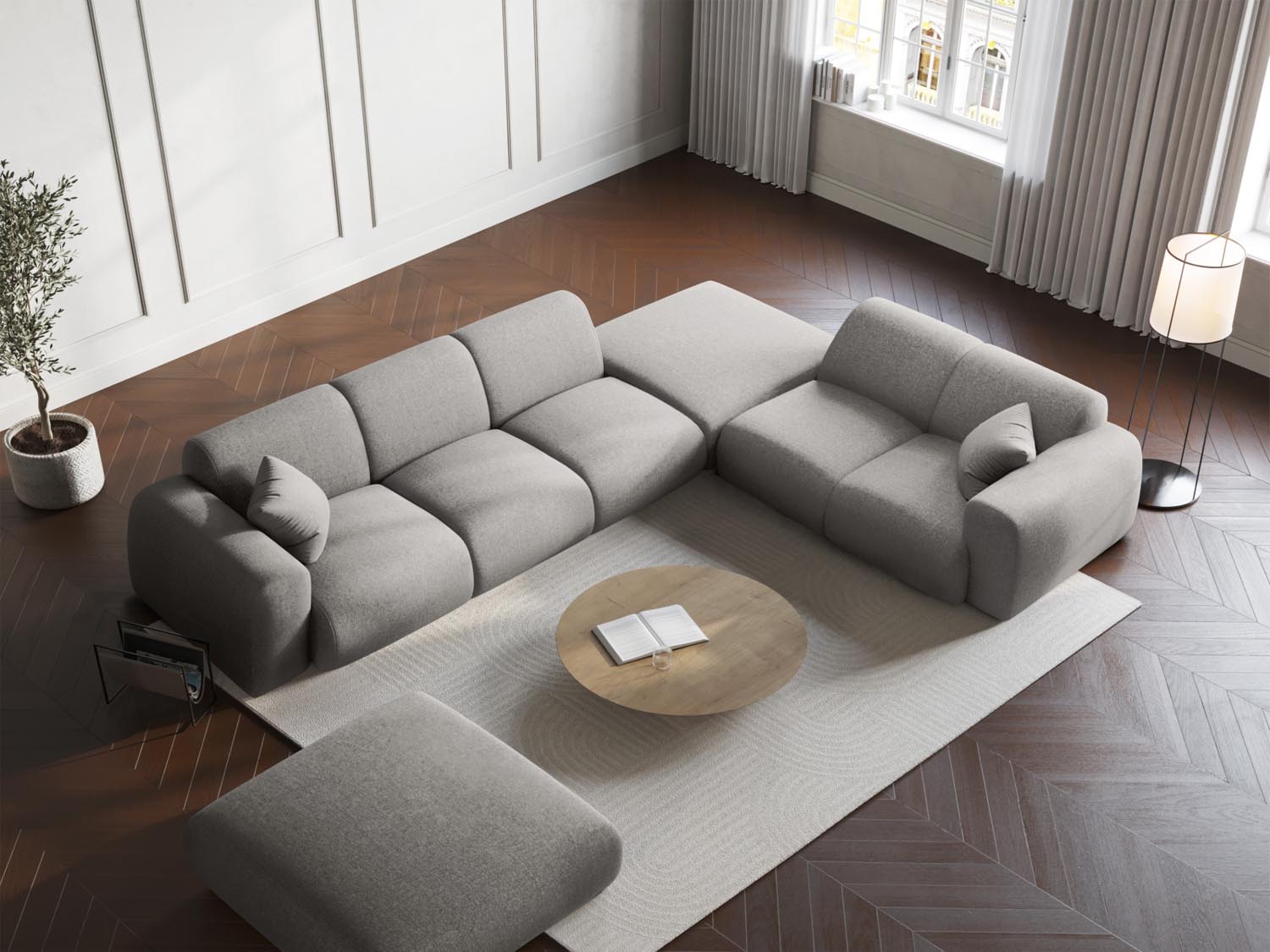Nolio Ecksofa rechts 4 Sitzer 250cm in Light Grey präsentiert im Onlineshop von KAQTU Design AG. Ecksofa rechts ist von Cosmopolitan Design