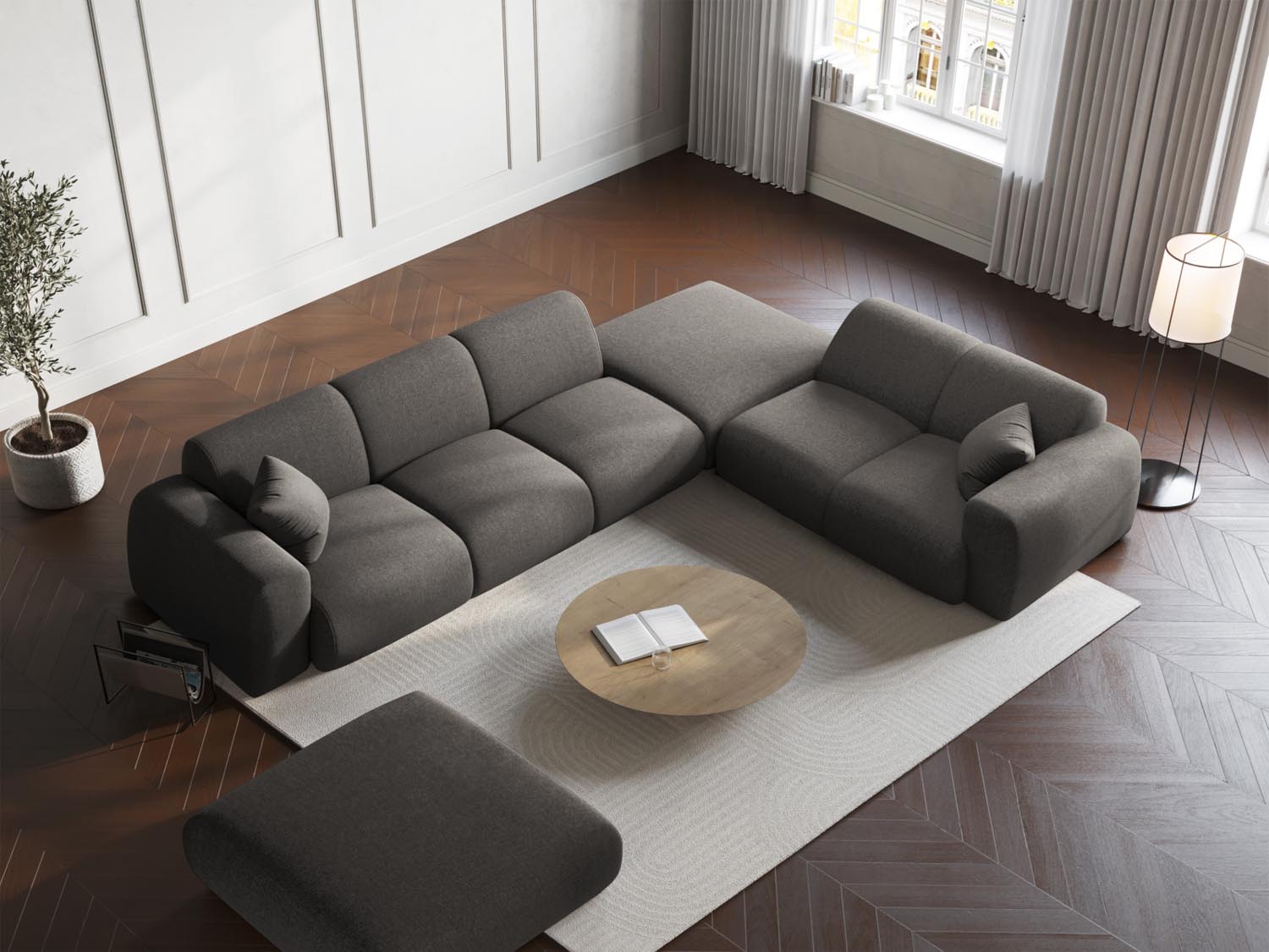 Nolio Ecksofa rechts 4 Sitzer 250cm in Grey präsentiert im Onlineshop von KAQTU Design AG. Ecksofa rechts ist von Cosmopolitan Design