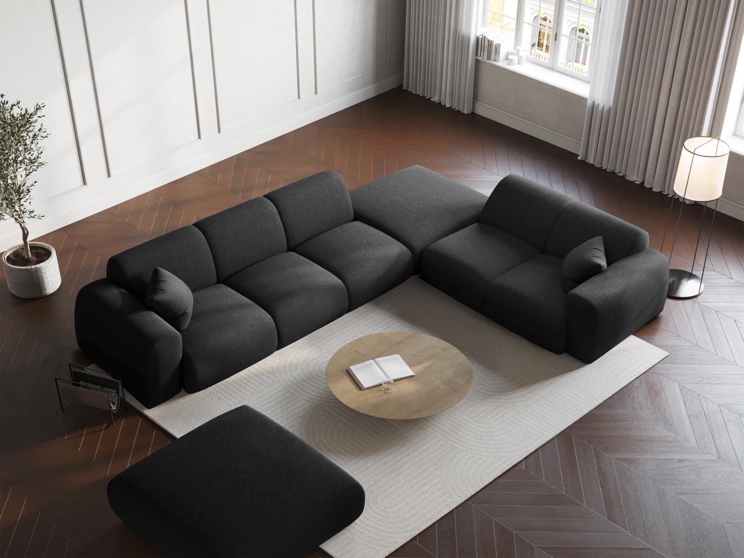 Nolio Ecksofa rechts 4 Sitzer 250cm in Black präsentiert im Onlineshop von KAQTU Design AG. Ecksofa rechts ist von Cosmopolitan Design