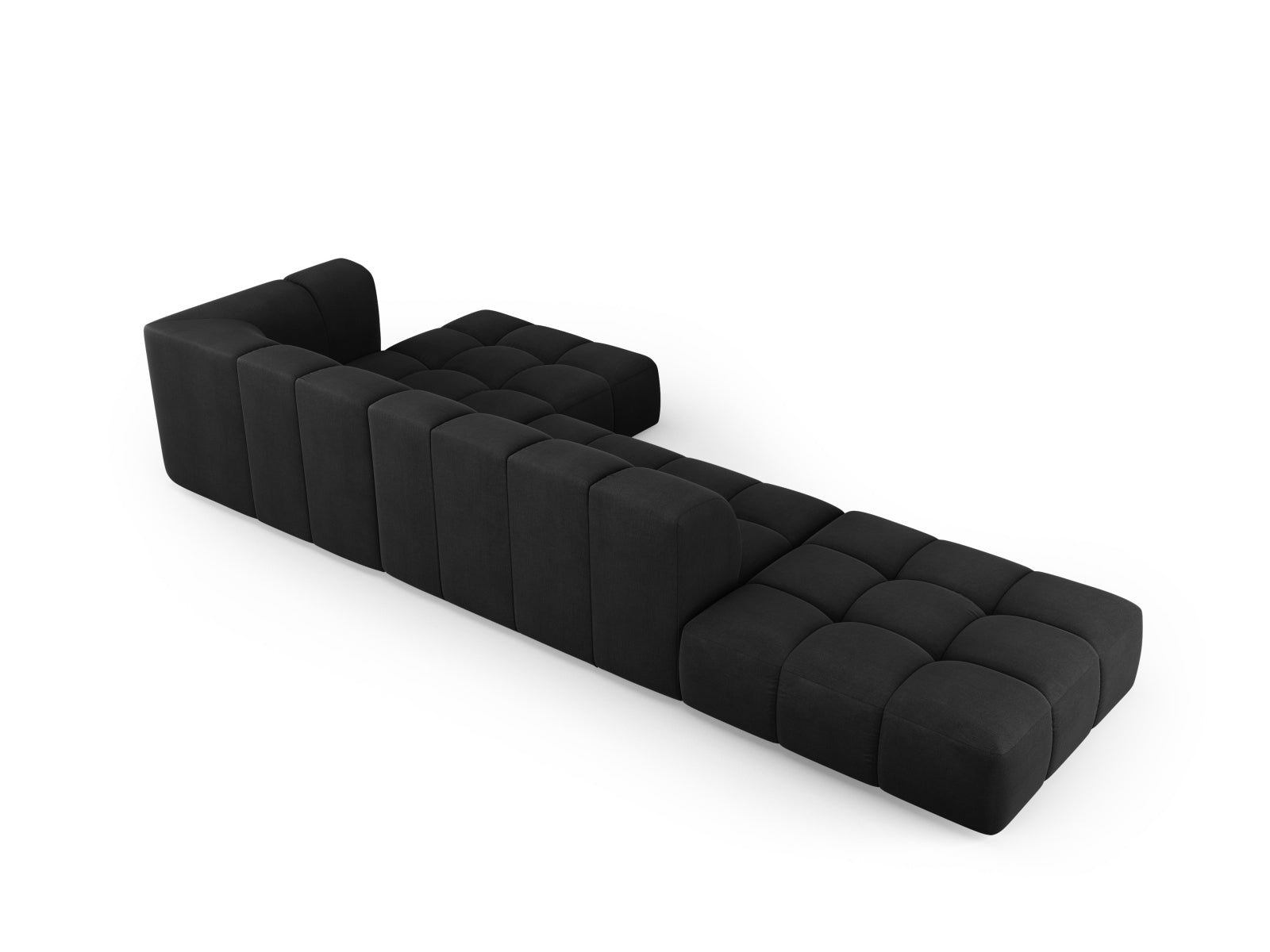 Modernes 5-Sitzer Ecksofa Moritz in edlem Schwarz, perfekt für stilvolle Wohnzimmer, angeboten von Cosmopolitan Design.