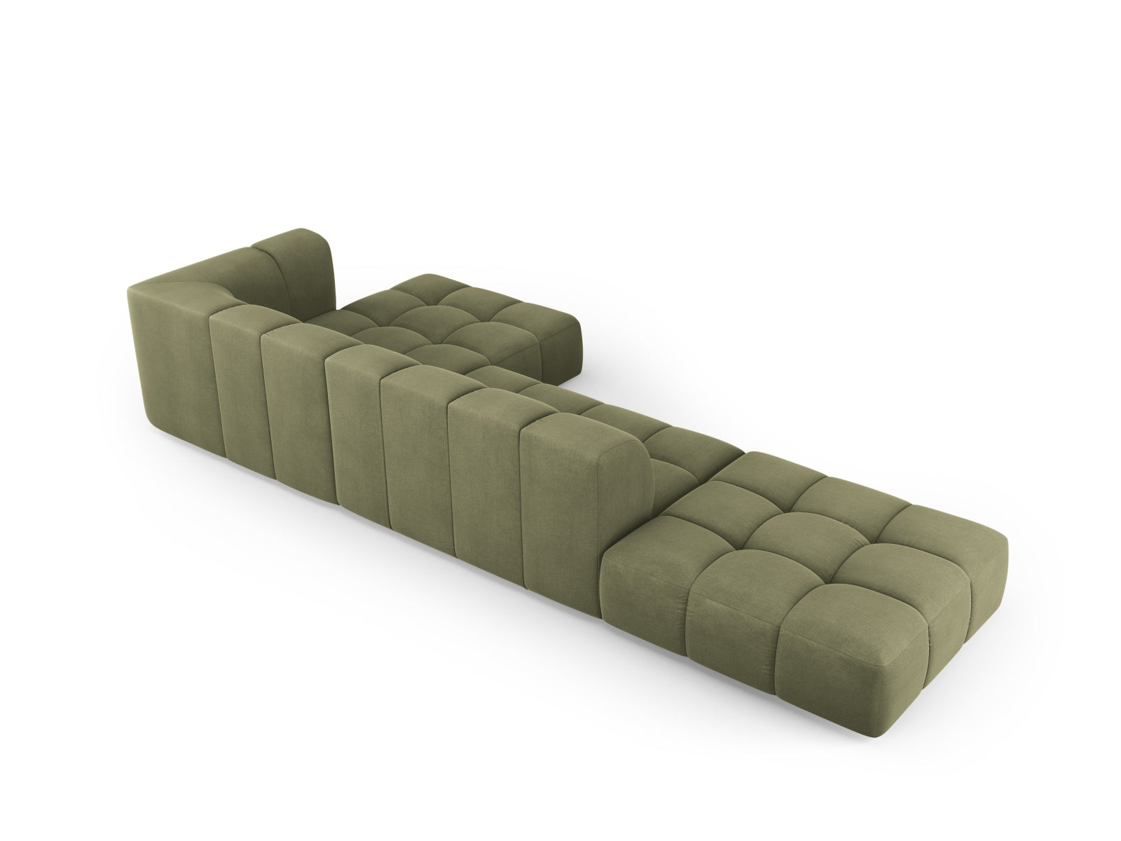 Modernes 5-Sitzer Ecksofa Moritz in zartem Lichtgrün, perfekt für gemütliche Wohnzimmer. Hochwertige Materialien von Cosmopolitan Design.