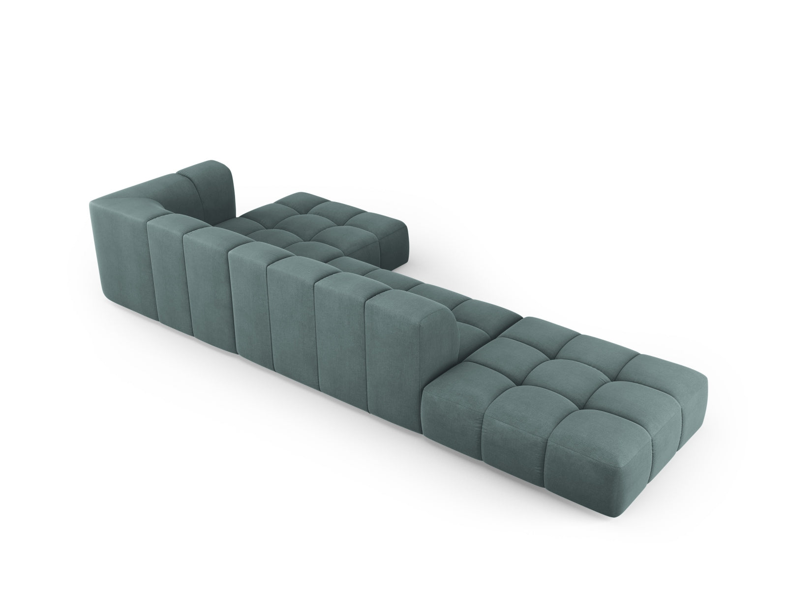 Modernes 5-Sitzer Ecksofa Moritz in trendigem Sea Green-Rebel, perfekt für stilvolle Wohnzimmer, angeboten von Cosmopolitan Design.
