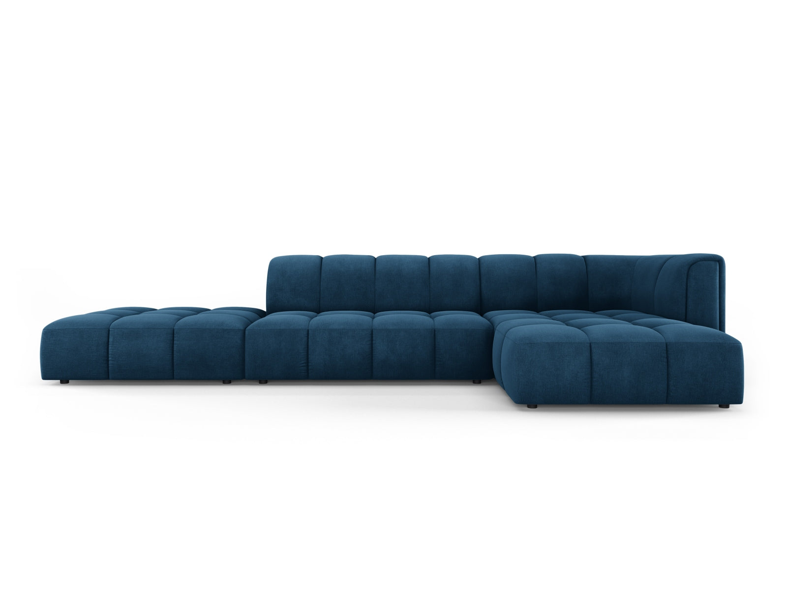 Modernes 5-Sitzer Ecksofa Moritz in Royal Blue-Rebel, perfekt für stilvolle Wohnzimmer und gemütliche Abende. Hochwertige Verarbeitung und Design.