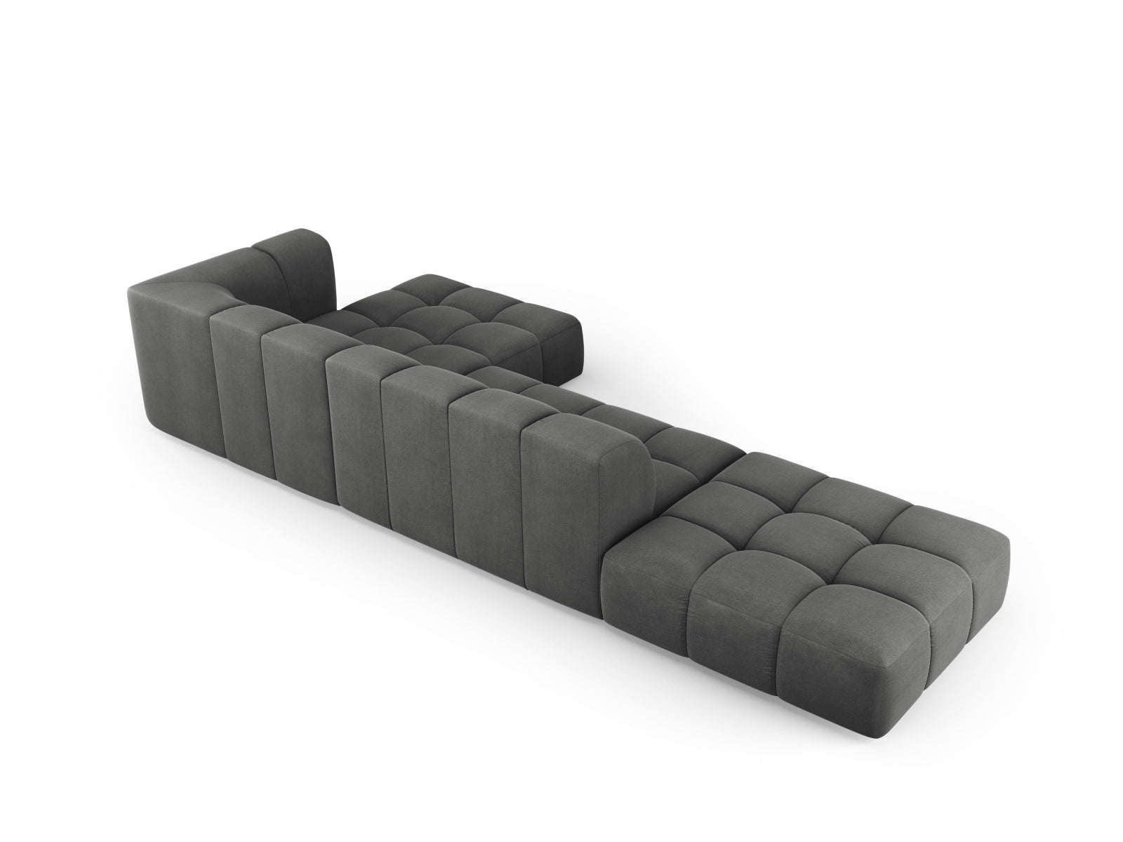 Elegantes 5-Sitzer Ecksofa Moritz in Dunkelgrau, bietet großzügigen Sitzkomfort und modernes Design für jedes Wohnzimmer.