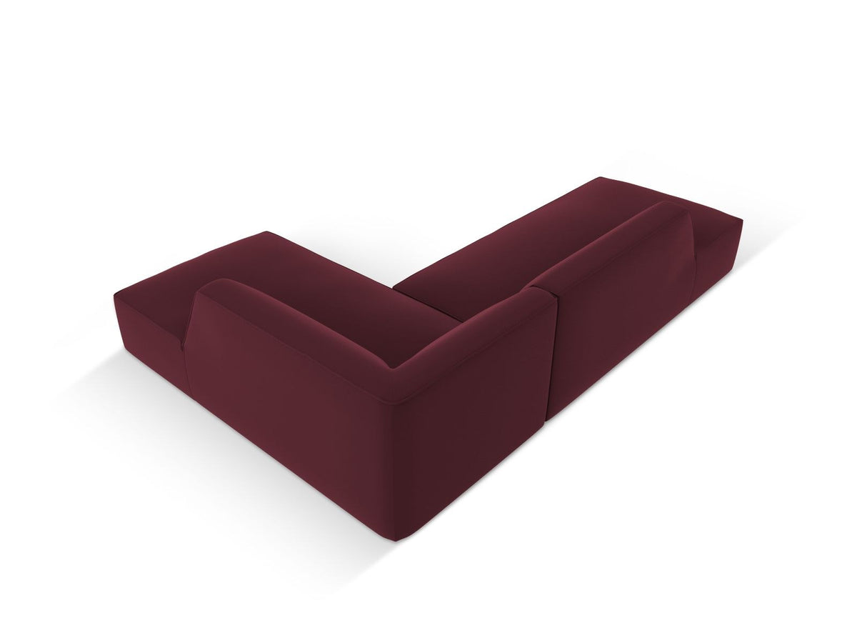 Modulares Ecksofa rechts Siena in Light Beige-Pacifico mit lederähnlichem Bezug, schwarzen Kunststoffbeinen und Récamiere, 4-Sitzer.
