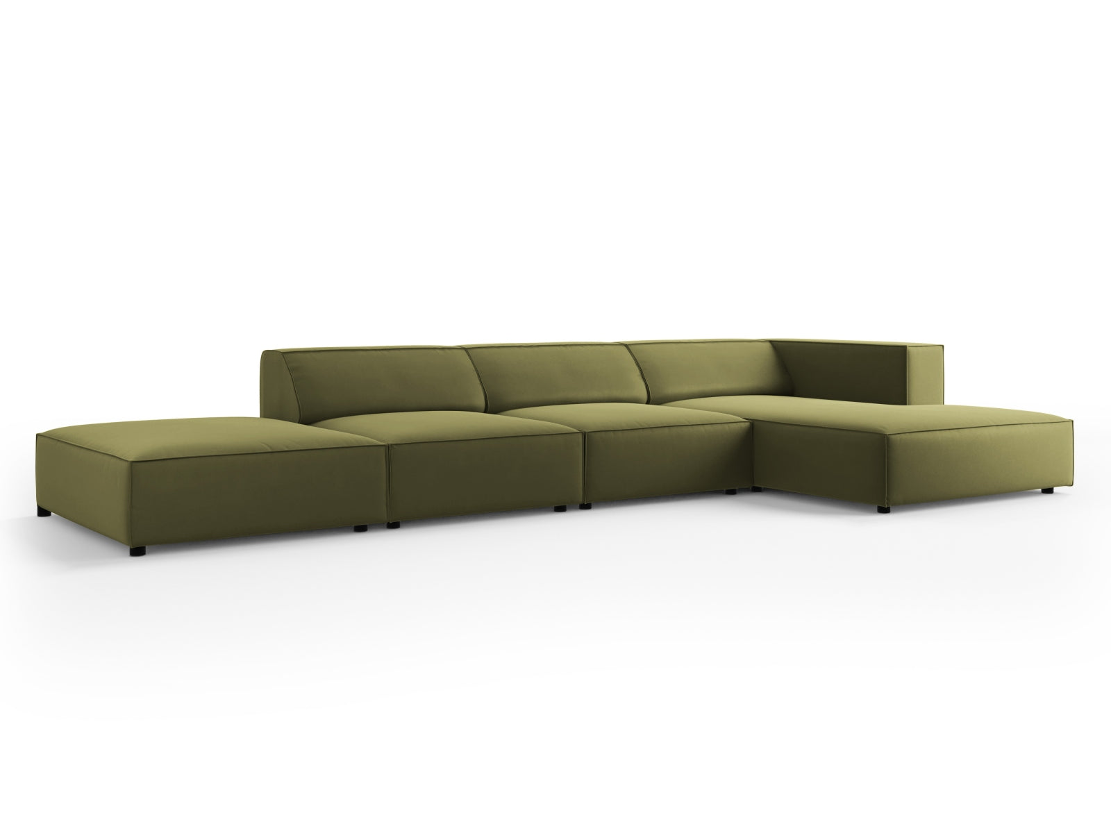 Arendal Velour Ecksofa rechts 5 Sitzer in Light Green präsentiert im Onlineshop von KAQTU Design AG. Ecksofa rechts ist von Cosmopolitan Design