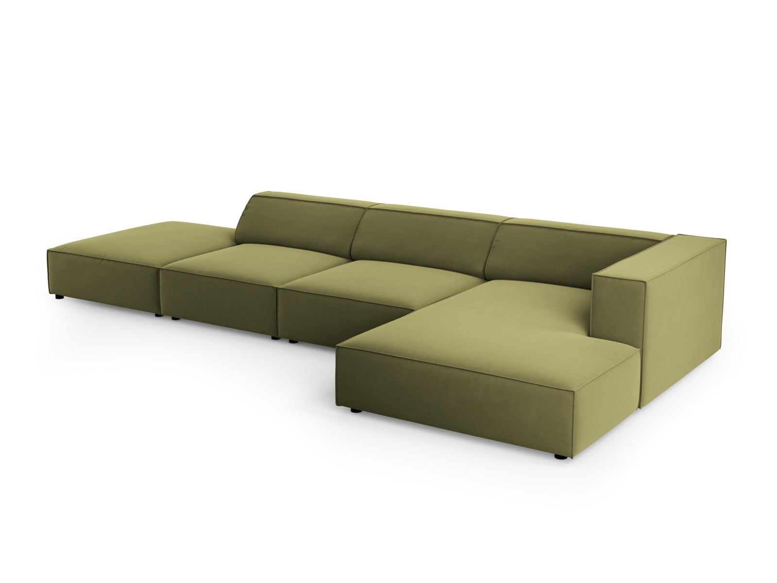 Arendal Velour Ecksofa rechts 5 Sitzer in Light Green präsentiert im Onlineshop von KAQTU Design AG. Ecksofa rechts ist von Cosmopolitan Design