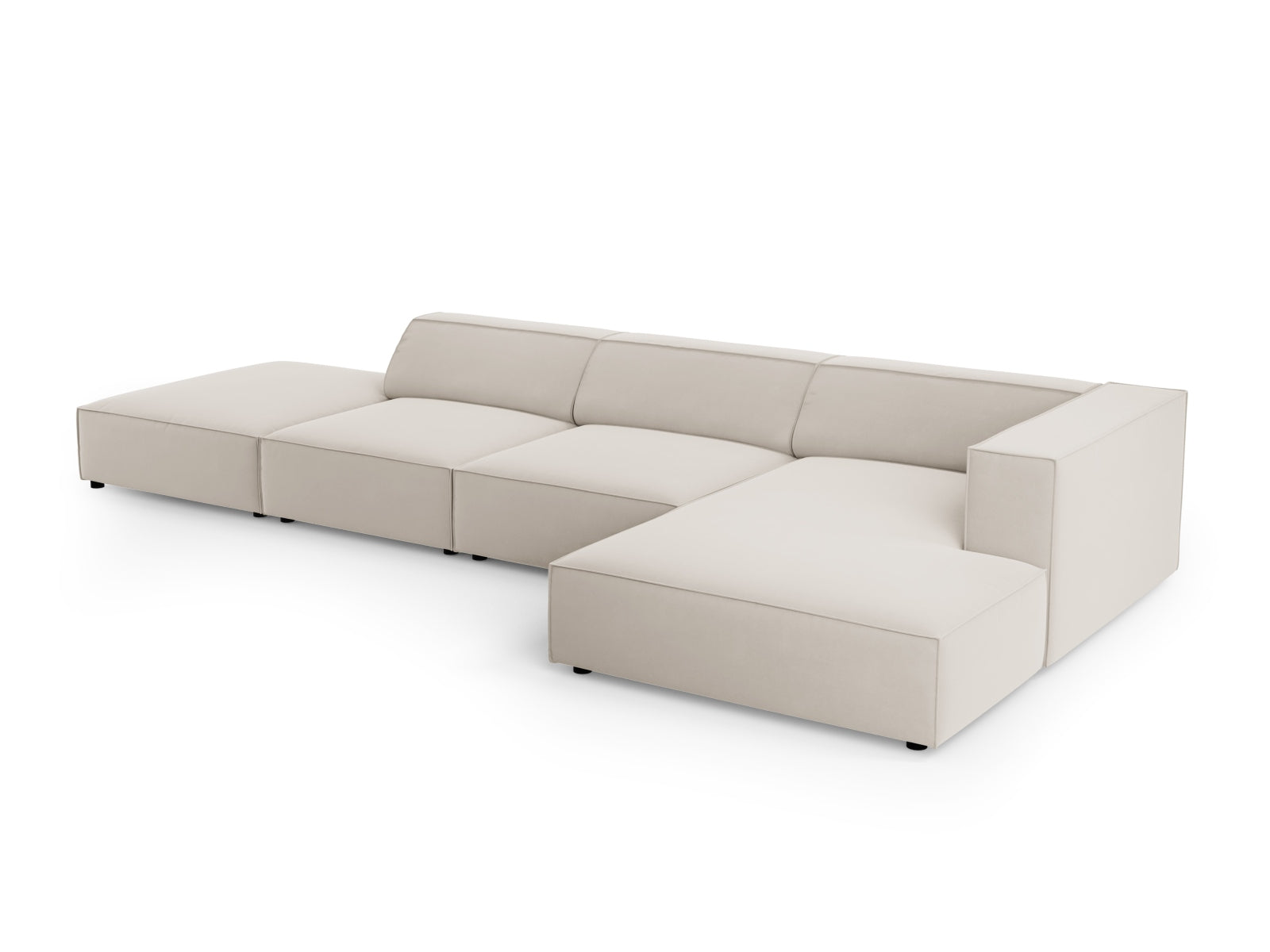 Arendal Velour Ecksofa rechts 5 Sitzer in Ecru präsentiert im Onlineshop von KAQTU Design AG. Ecksofa rechts ist von Cosmopolitan Design