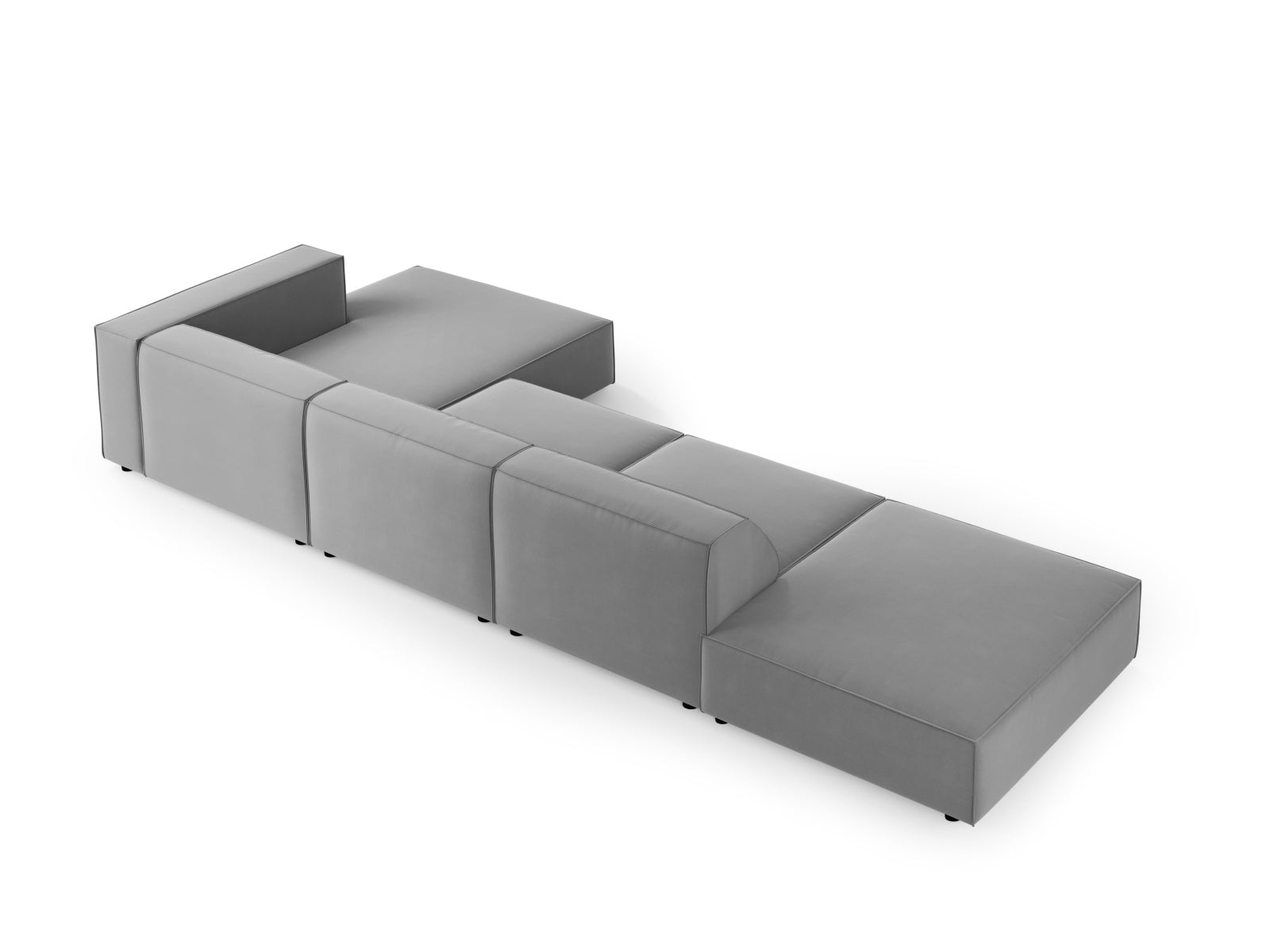 Arendal Velour Ecksofa rechts 5 Sitzer in Light Grey präsentiert im Onlineshop von KAQTU Design AG. Ecksofa rechts ist von Cosmopolitan Design