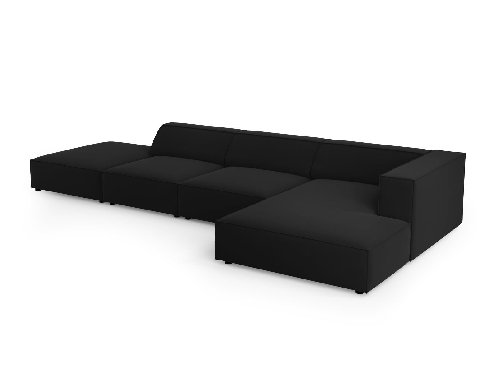 Arendal Velour Ecksofa rechts 5 Sitzer in Black präsentiert im Onlineshop von KAQTU Design AG. Ecksofa rechts ist von Cosmopolitan Design