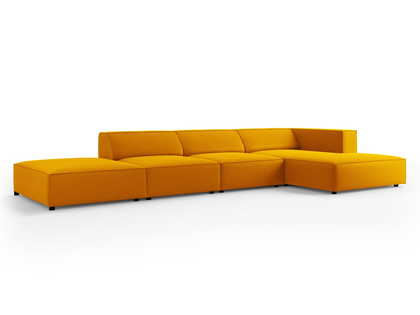 Arendal Velour Ecksofa rechts 5 Sitzer in Yellow präsentiert im Onlineshop von KAQTU Design AG. Ecksofa rechts ist von Cosmopolitan Design