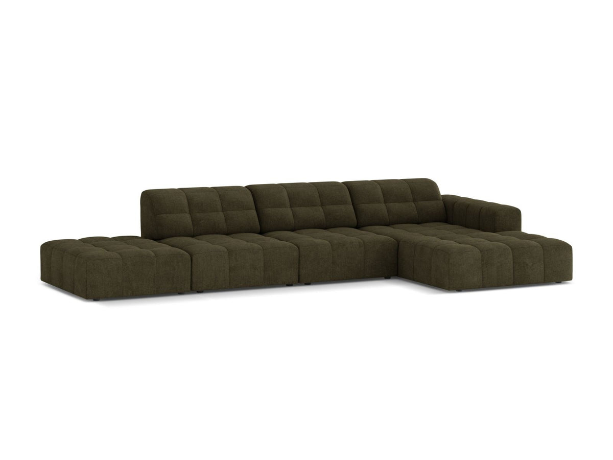 Chicago Ecksofa rechts, 5-Sitzer von Cosmopolitan Design mit Massivholzrahmen, Kunststoffbeinen und Eden-Stoffbezug in Light Beige.