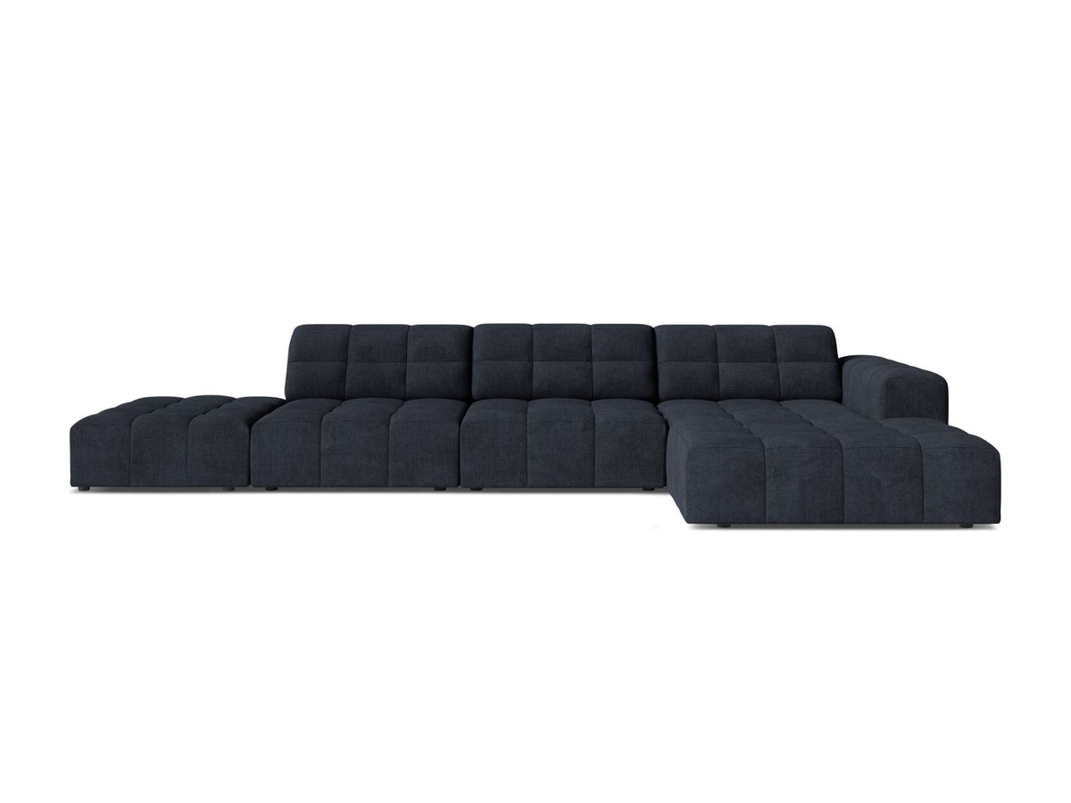 Chicago Ecksofa rechts, 5-Sitzer von Cosmopolitan Design mit Massivholzrahmen, Kunststoffbeinen und Eden-Stoffbezug in Light Beige.
