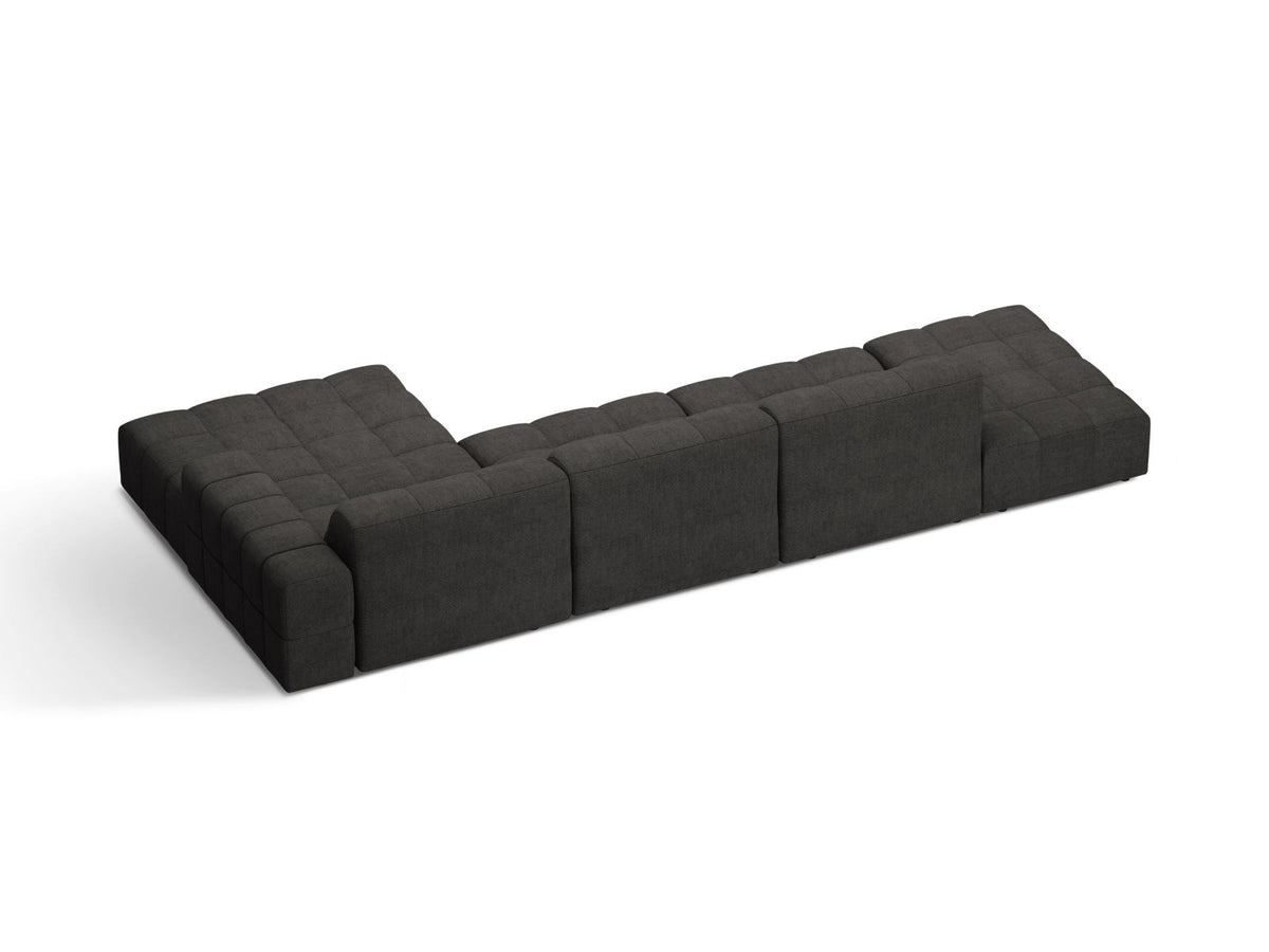 Chicago Ecksofa rechts, 5-Sitzer von Cosmopolitan Design mit Massivholzrahmen, Kunststoffbeinen und Eden-Stoffbezug in Light Beige.