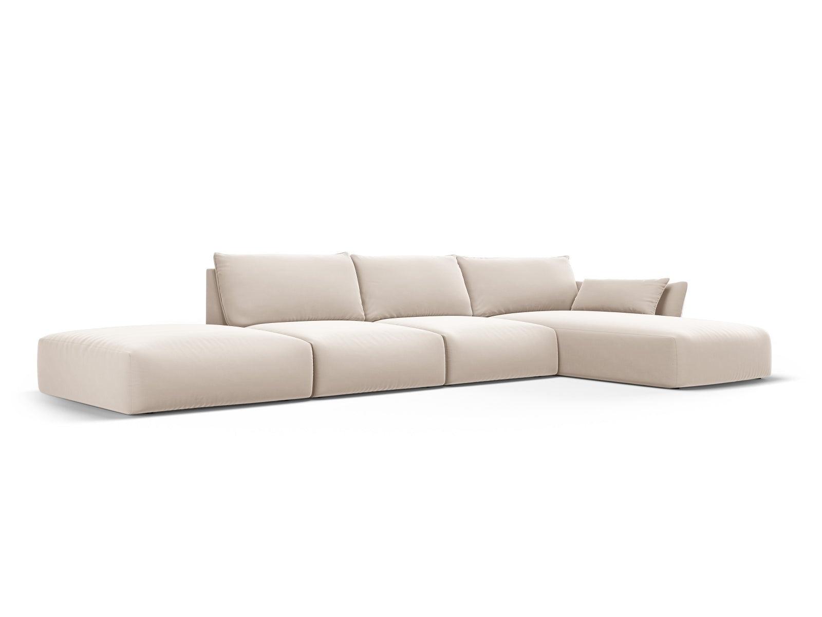 Beige 5-Sitzer Ecksofa Matera von Cosmopolitan Design, stilvolles und modernes Möbelstück für Ihr Wohnzimmer.