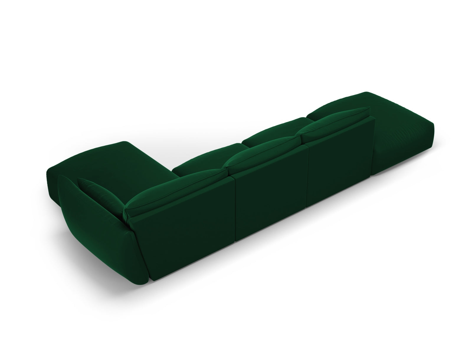 Elegantes 5-Sitzer Ecksofa rechts Matera in tiefem Flaschengrün, ideal für entspannte Stunden und ein modernes Wohnambiente.
