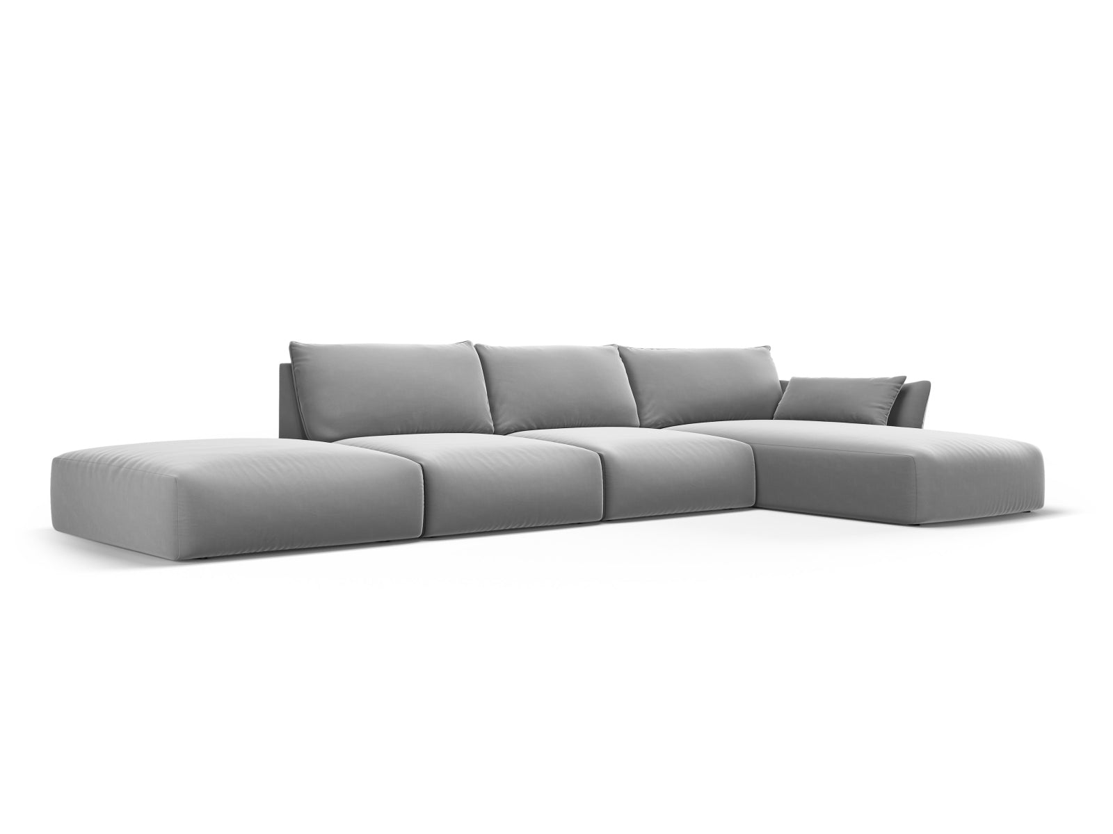 Elegantes 5-Sitzer Ecksofa rechts Matera in stilvollem Grau, ideal für moderne Wohnräume, von Cosmopolitan Design.