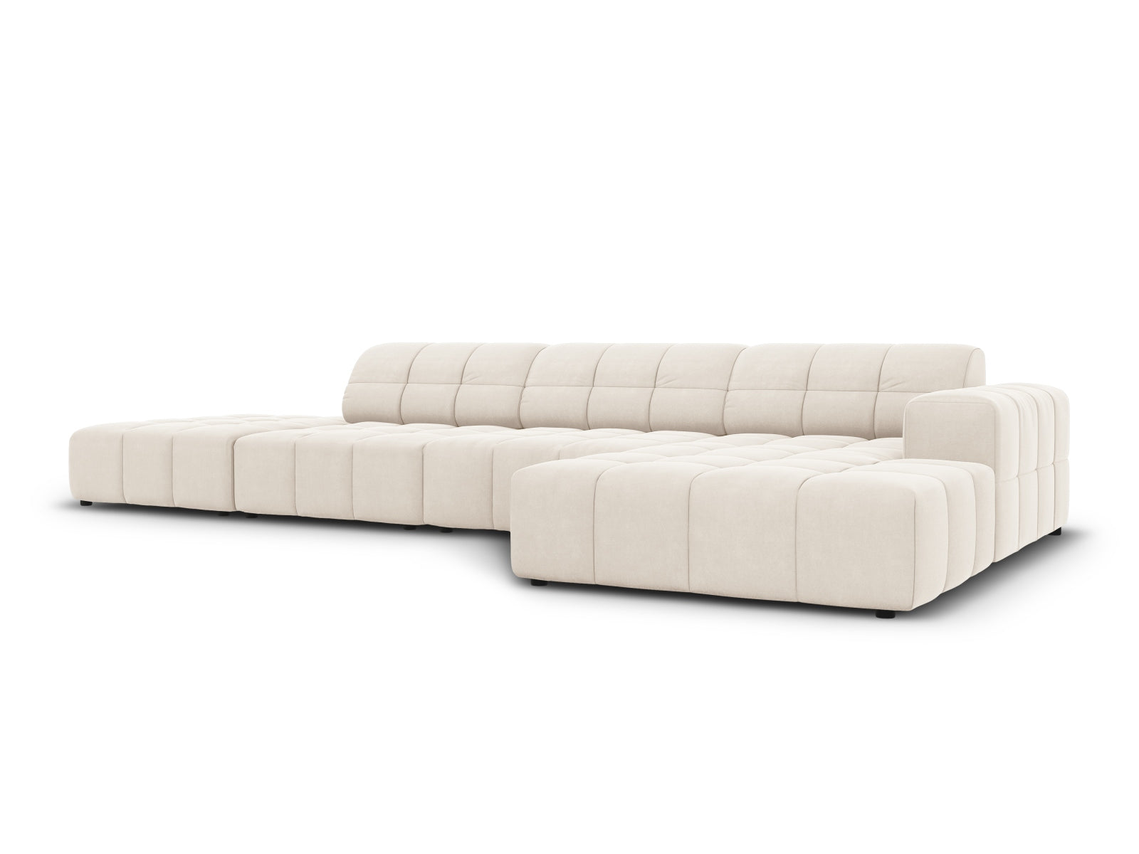 Chicago Velour Ecksofa rechts 5 Sitzer 166cm in Light Beige präsentiert im Onlineshop von KAQTU Design AG. Ecksofa rechts ist von Cosmopolitan Design
