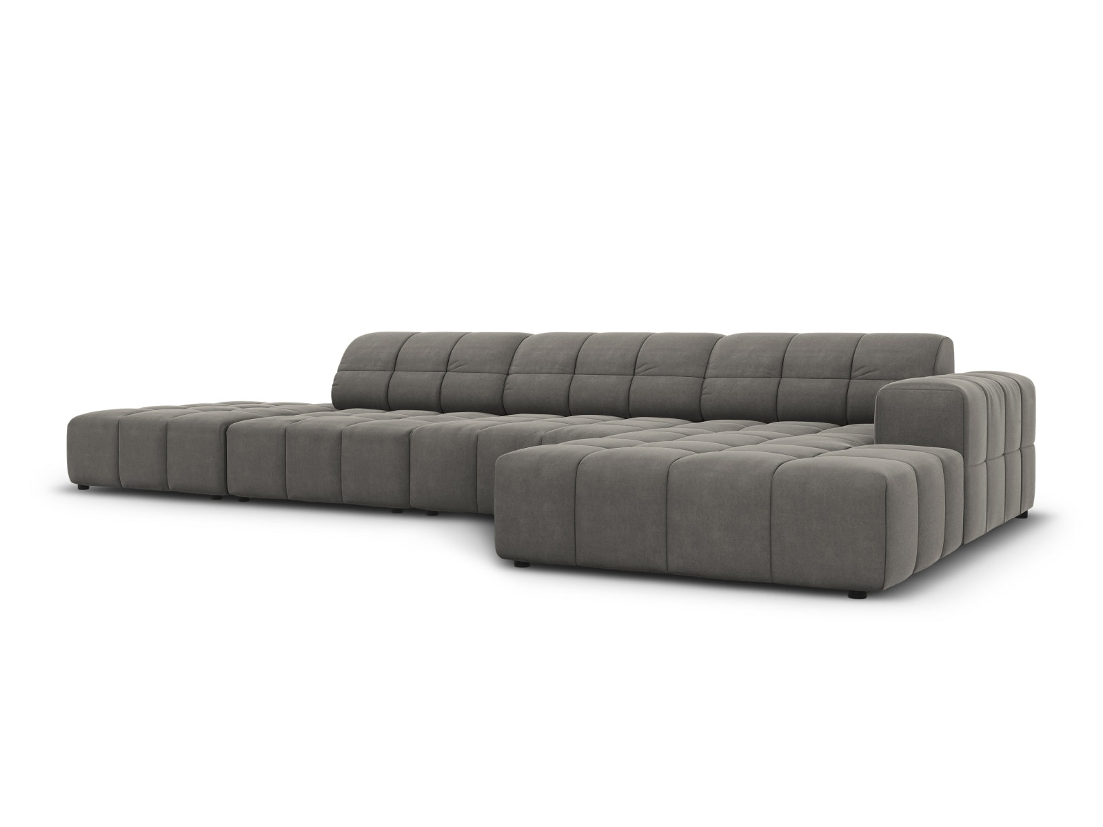 Chicago Velour Ecksofa rechts 5 Sitzer 166cm in Light Grey präsentiert im Onlineshop von KAQTU Design AG. Ecksofa rechts ist von Cosmopolitan Design
