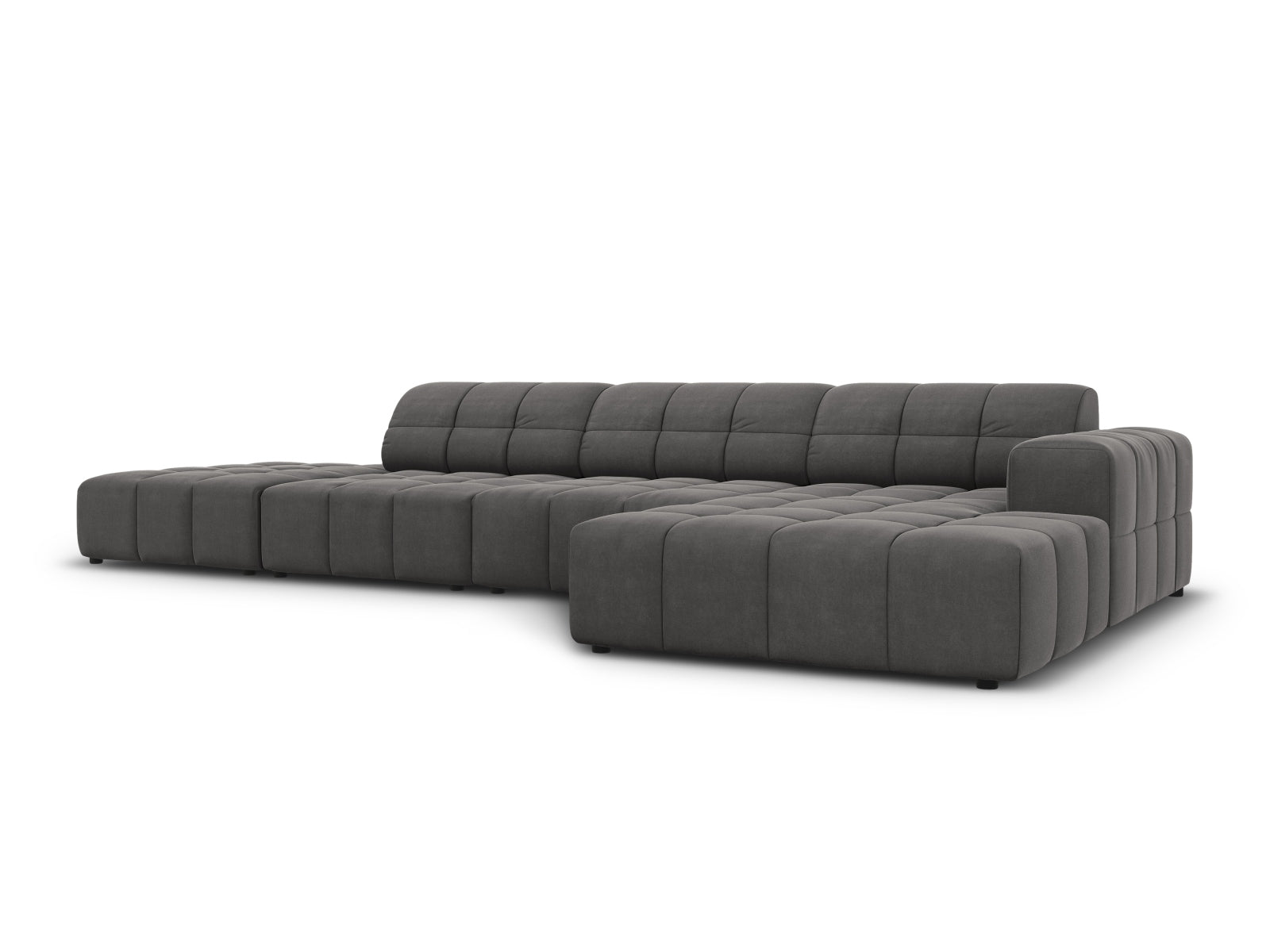 Chicago Velour Ecksofa rechts 5 Sitzer 166cm in Grey präsentiert im Onlineshop von KAQTU Design AG. Ecksofa rechts ist von Cosmopolitan Design