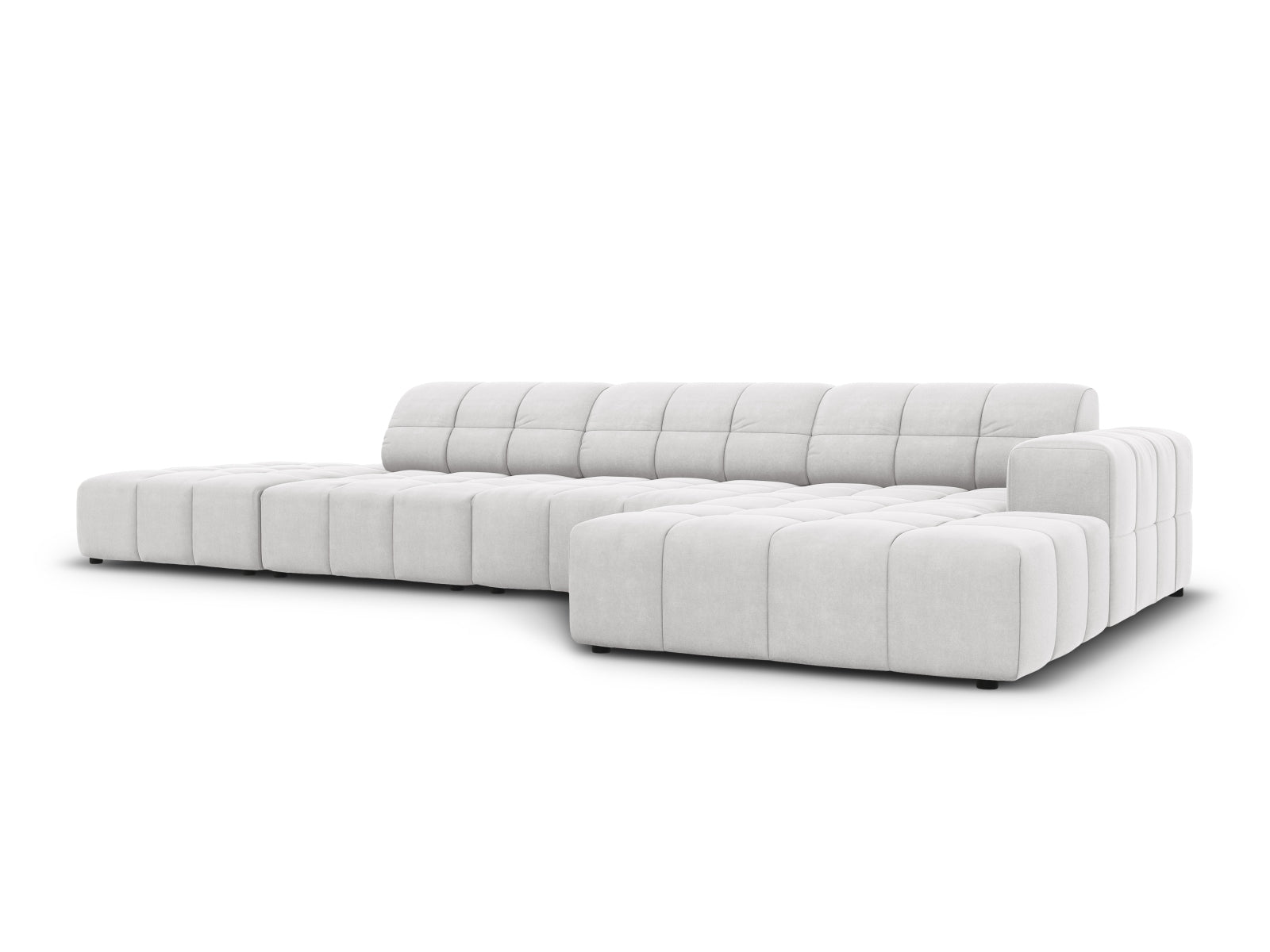 Chicago Velour Ecksofa rechts 5 Sitzer 166cm in Silver präsentiert im Onlineshop von KAQTU Design AG. Ecksofa rechts ist von Cosmopolitan Design