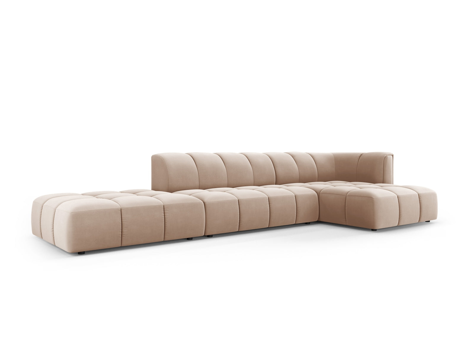Elegantes 5-Sitzer Ecksofa Moritz in harmonischen Beige- und Blautönen, perfekt für stilvolle Wohnzimmer und gesellige Abende.