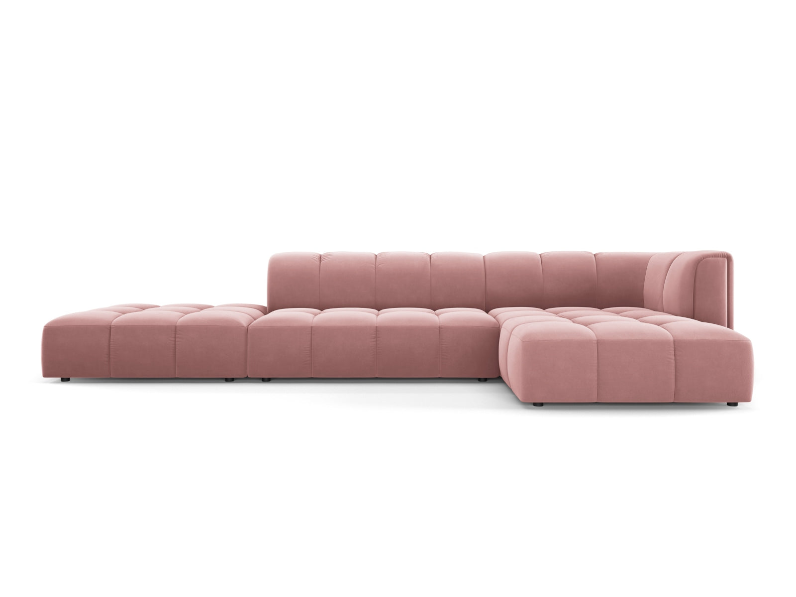 Modulares 5-Sitzer Ecksofa Moritz in modernem Pink-Bluvel, ideal für gemütliche und stilvolle Wohnräume, erhältlich bei Cosmopolitan Design.