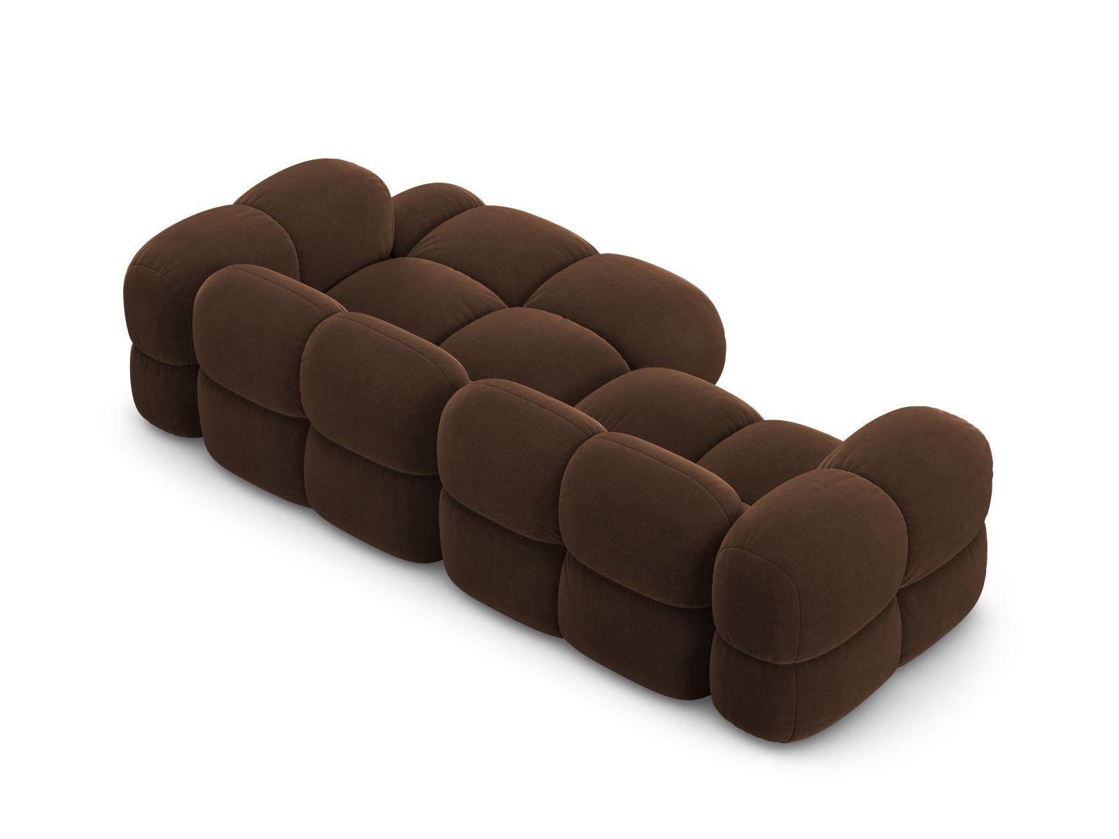 Modernes Loretto Velour Ecksofa in edlem Chocolate-Vogue, 3-Sitzer, 147cm, perfekt für gemütliche Abende und stilvolle Einrichtung.
