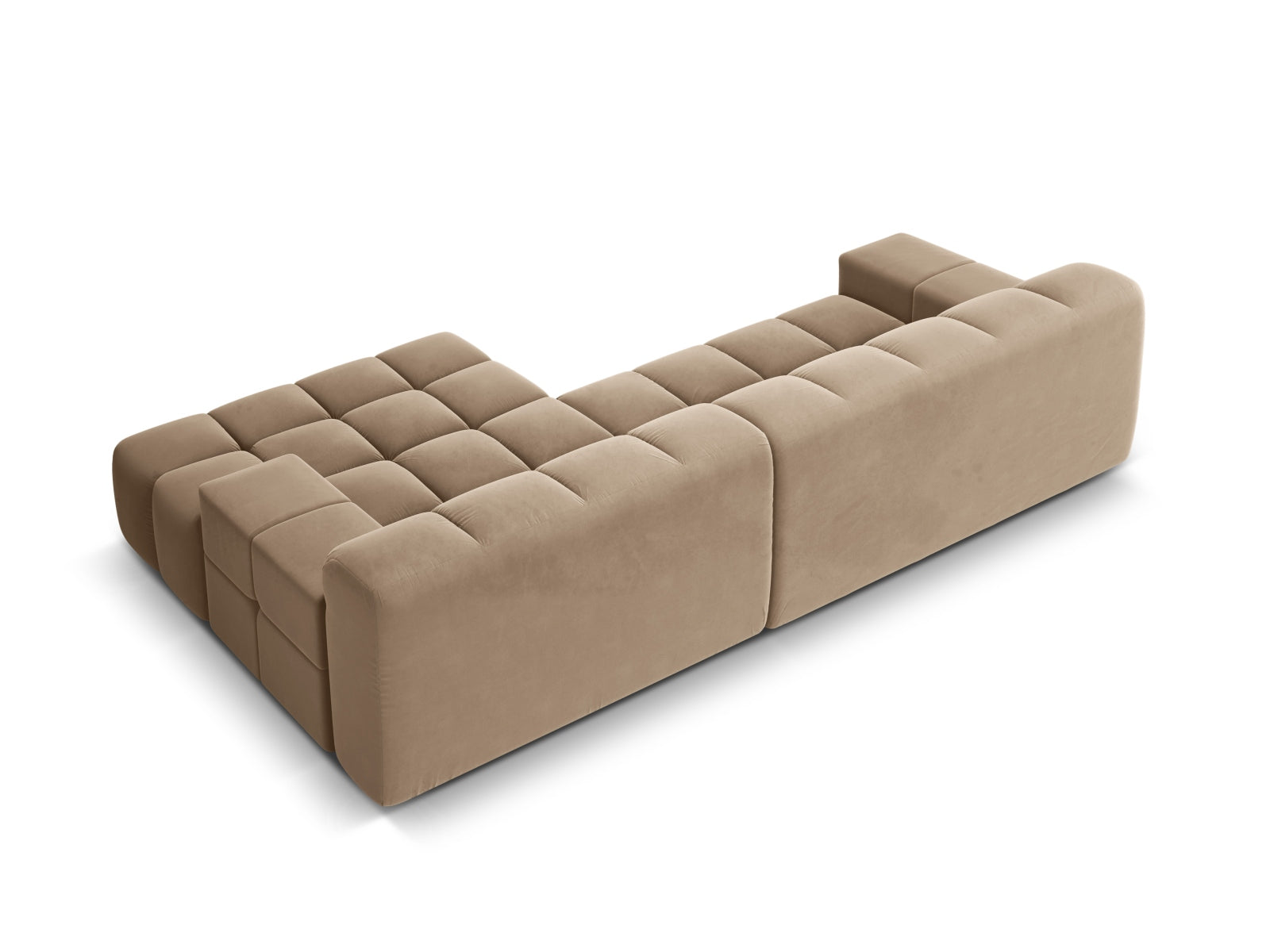 Elegantes 3-Sitzer Ecksofa rechts Hawaii in luxuriösem Cappuccino-Magic Velvet, ideal für ein modernes und gemütliches Wohnambiente.