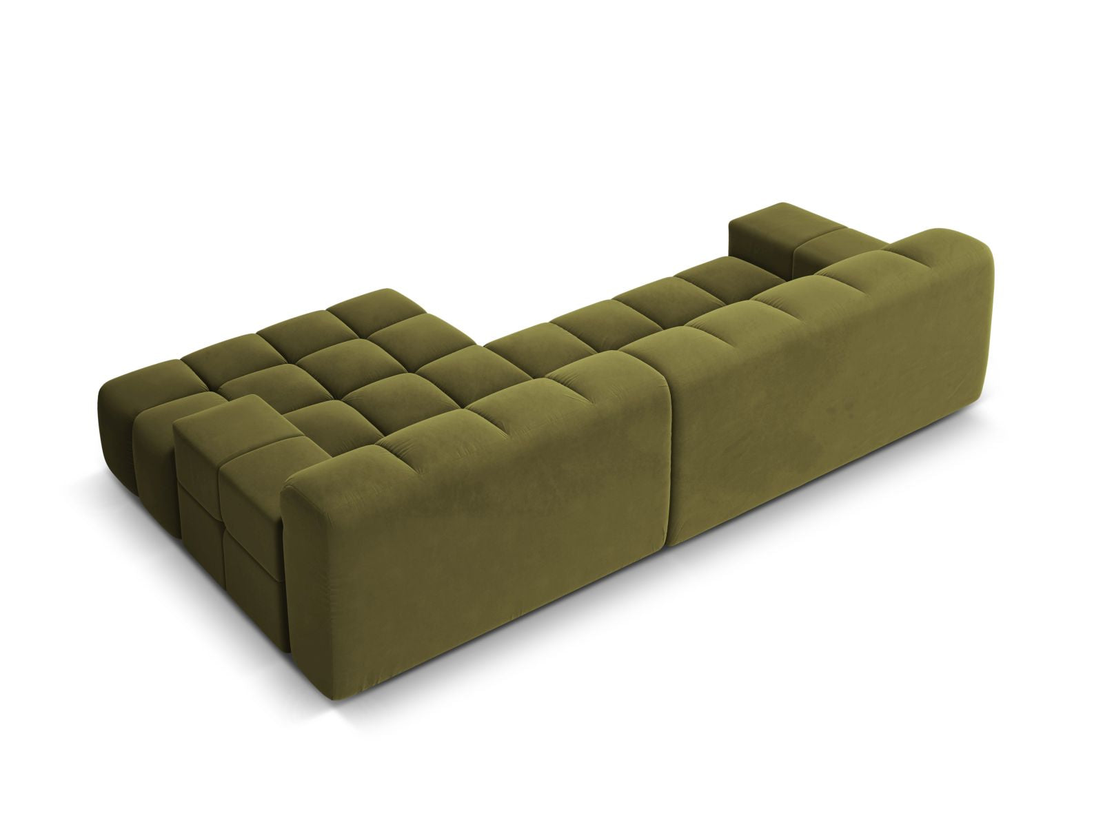 Elegantes 3-Sitzer Ecksofa rechts Hawaii in sanftem Pistaziengrün, ideal für stilvolle und einladende Wohnräume von Cosmopolitan Design.