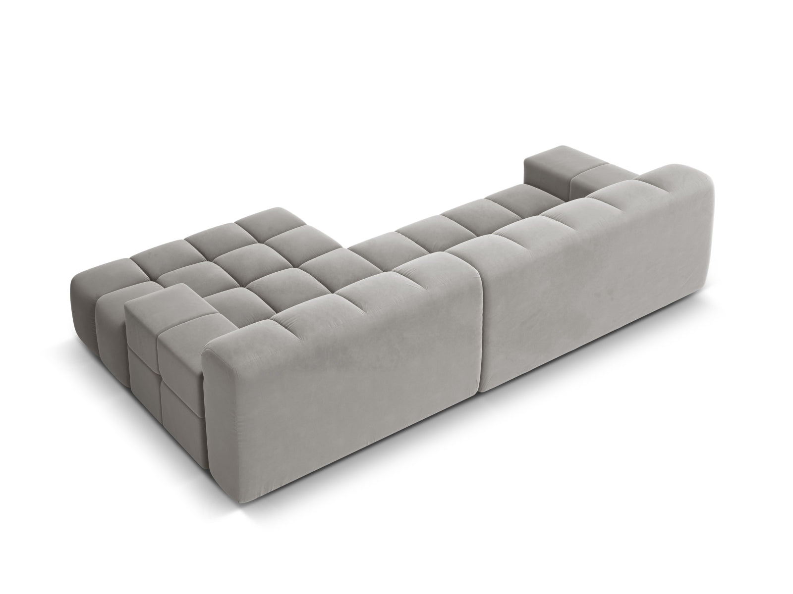 Elegantes 3-Sitzer Ecksofa rechts Hawaii in edlem Silver-Magic Velvet, ideal für ein modernes Wohnkonzept von Cosmopolitan Design.