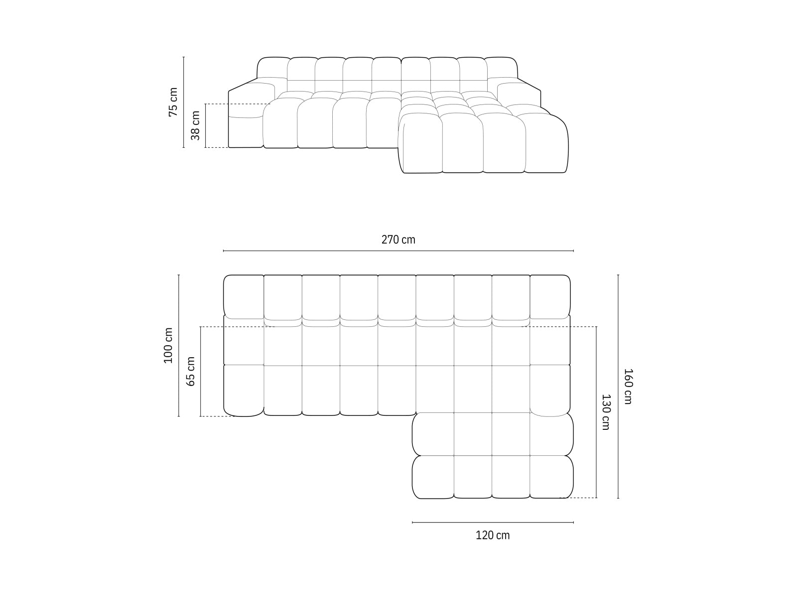 Elegantes 3-Sitzer Ecksofa rechts Hawaii in sanftem Grau, perfekt für stilvolle Wohnzimmer, entworfen von Cosmopolitan Design.