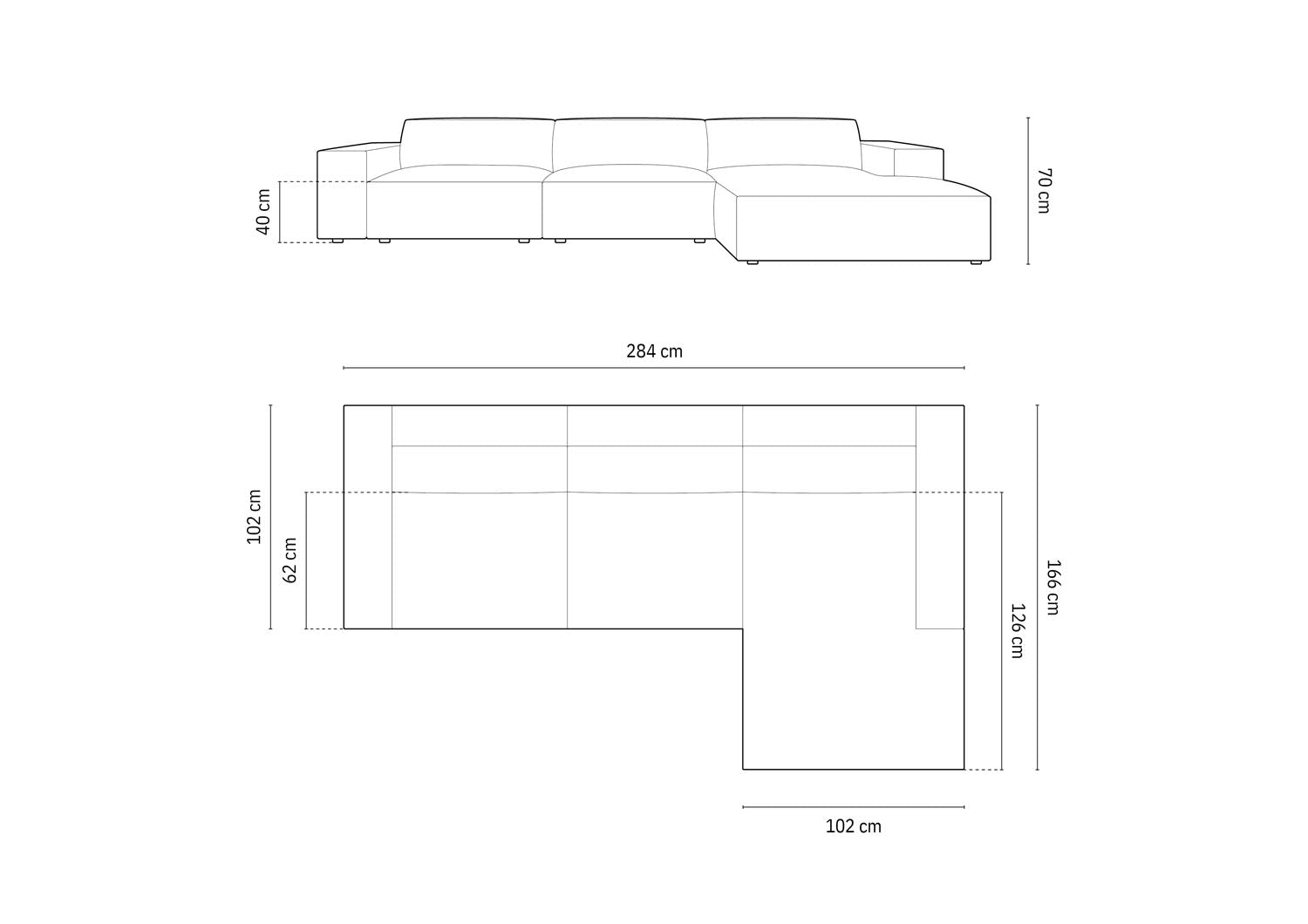 Arendal Ecksofa rechts 4 Sitzer in Beige präsentiert im Onlineshop von KAQTU Design AG. Ecksofa rechts ist von Cosmopolitan Design