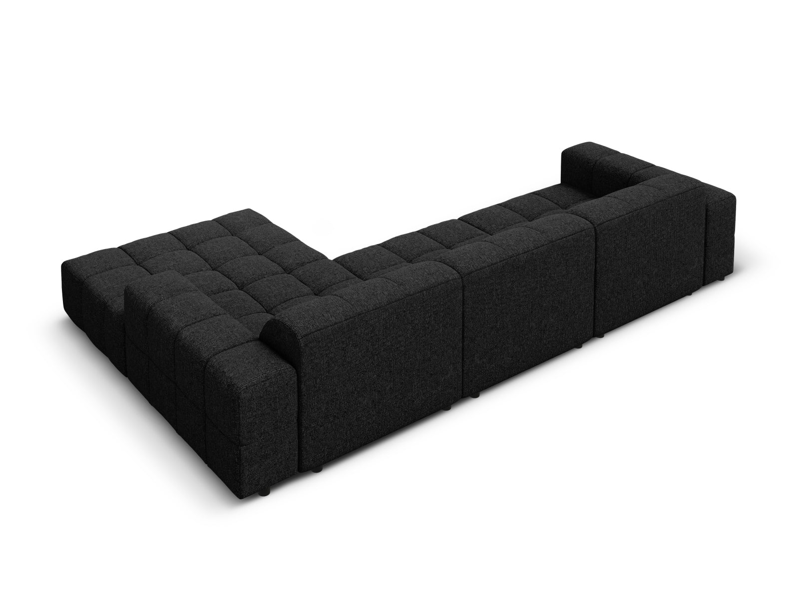 Elegantes Chicago Ecksofa für 4 Personen, 166 cm, in zeitlosem Schwarz, ideal für moderne Wohnräume, von Cosmopolitan Design.