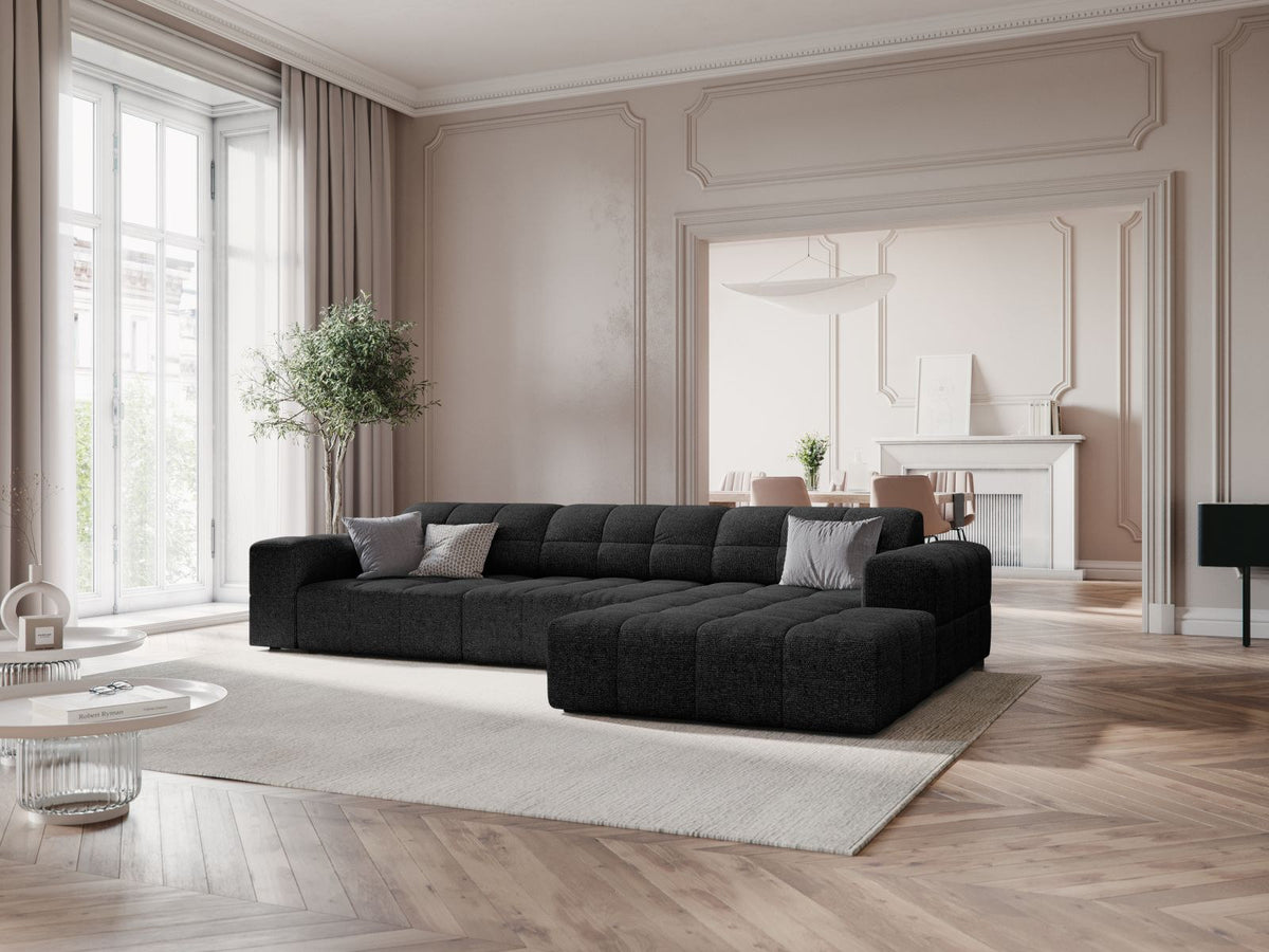 Chicago Ecksofa rechts 4 Sitzer 166cm in Black-Haga präsentiert im Onlineshop von KAQTU Design AG. L-Sofa rechts ist von Cosmopolitan Design