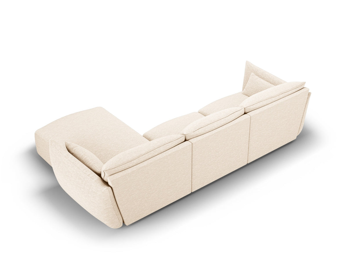 Ecksofa rechts Matera mit Stoffbezug, Récamière und schwarzen Kunststoffbeinen