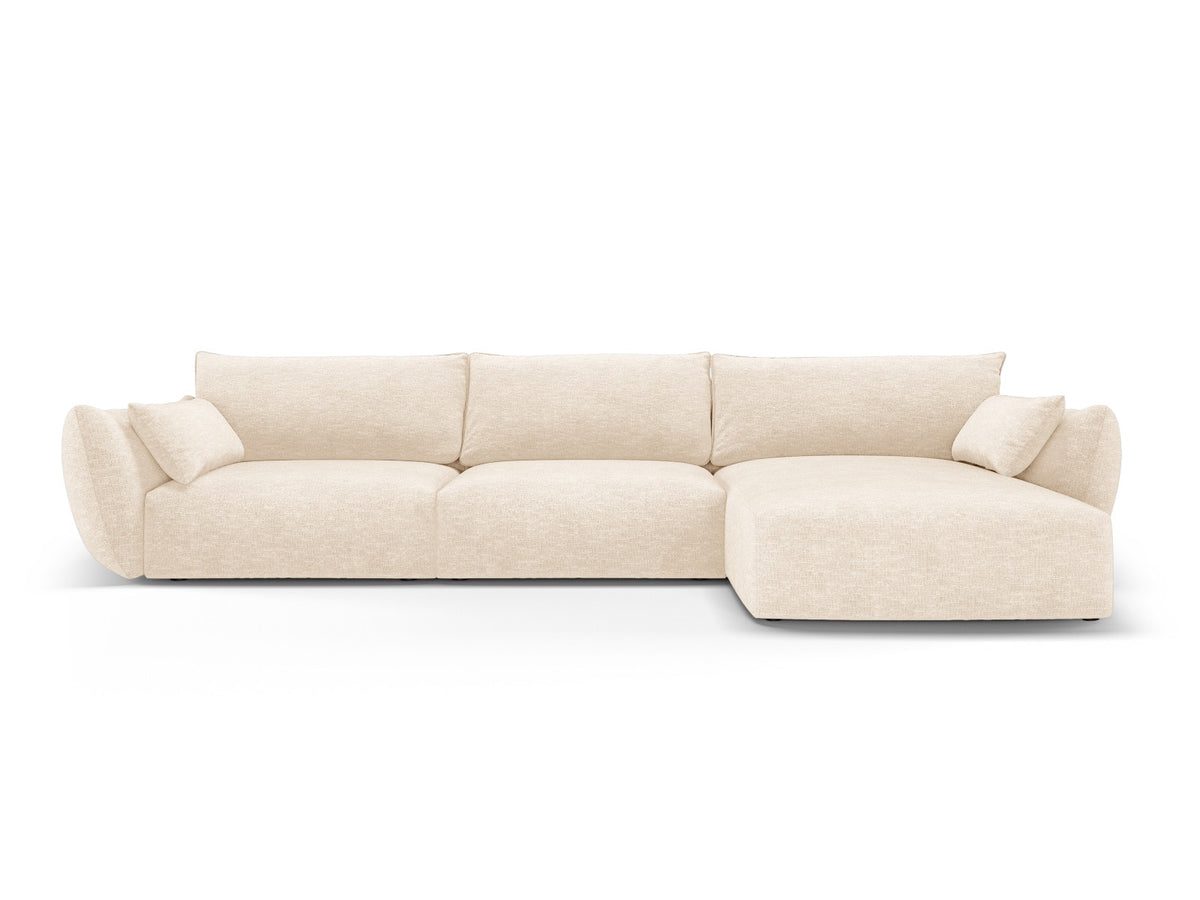 Ecksofa rechts Matera mit Stoffbezug, Récamière und schwarzen Kunststoffbeinen