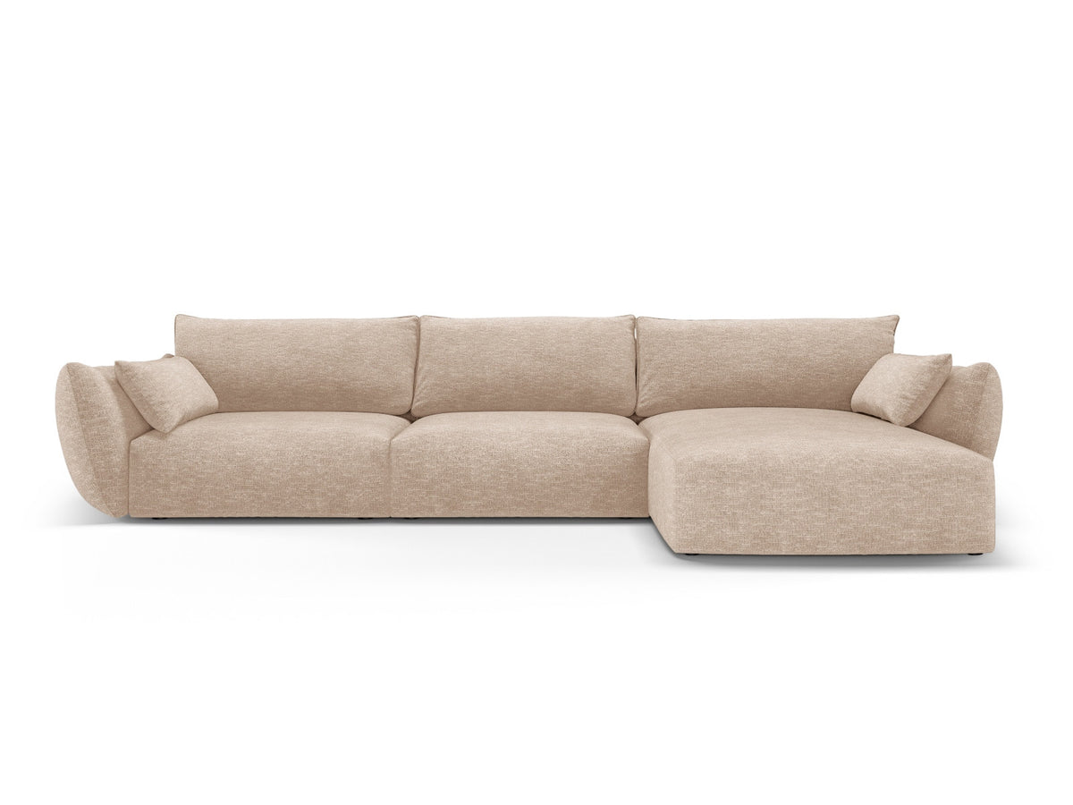 Ecksofa rechts Matera mit Stoffbezug, Récamière und schwarzen Kunststoffbeinen