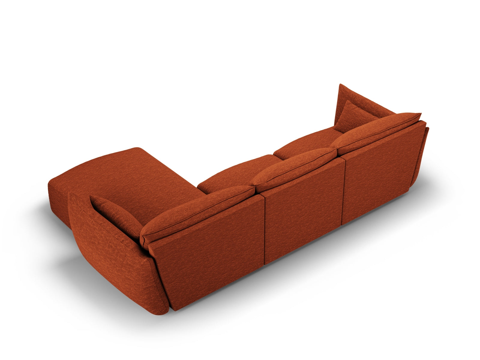 Elegantes 4-Sitzer Ecksofa rechts Matera in warmem Terracotta, ideal für einladende und geschmackvolle Wohnräume.