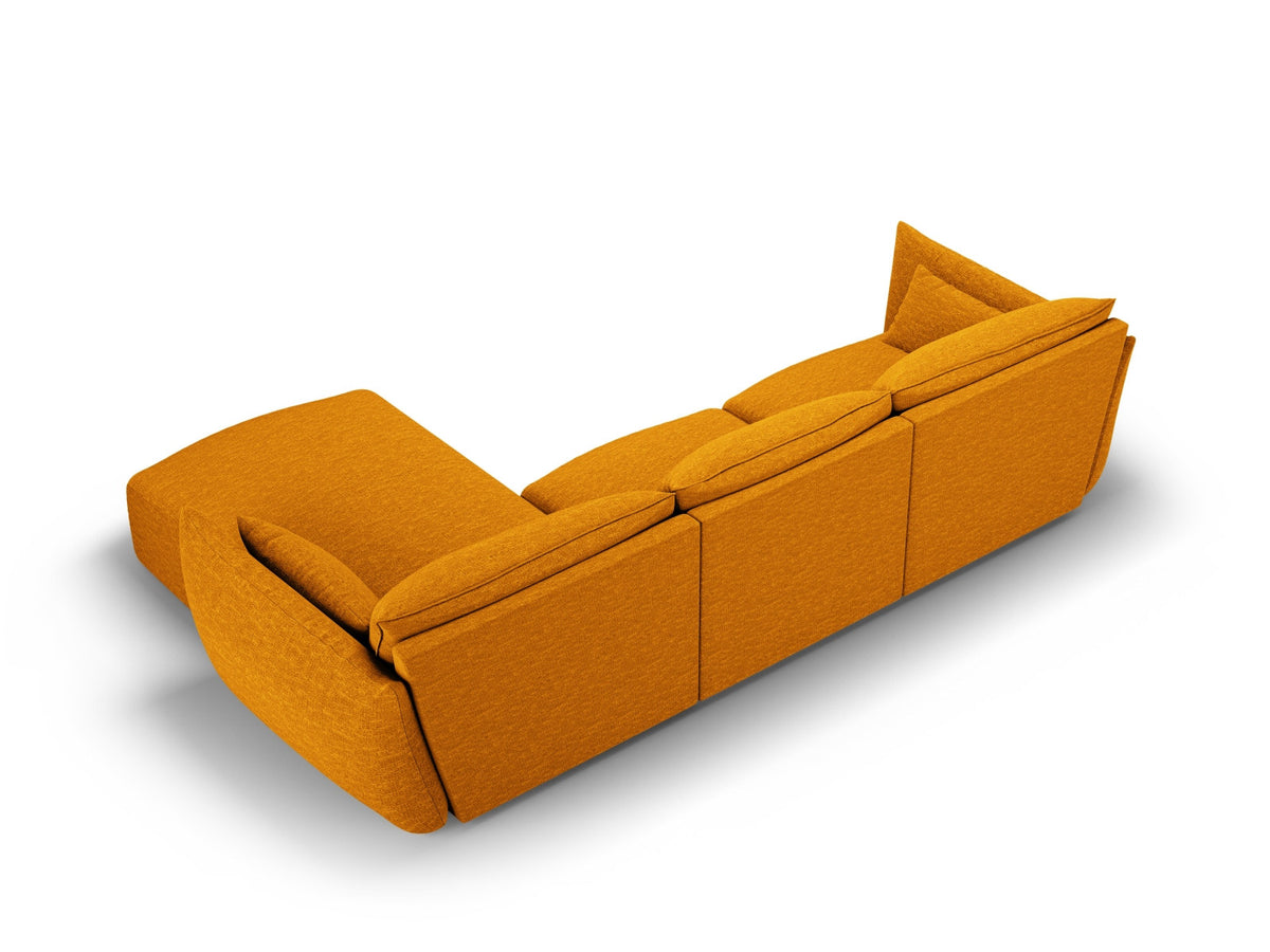 Ecksofa rechts Matera mit Stoffbezug, Récamière und schwarzen Kunststoffbeinen