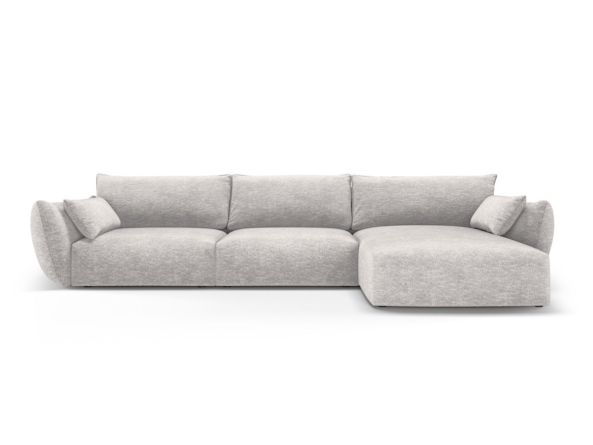 Ecksofa rechts Matera mit Stoffbezug, Récamière und schwarzen Kunststoffbeinen