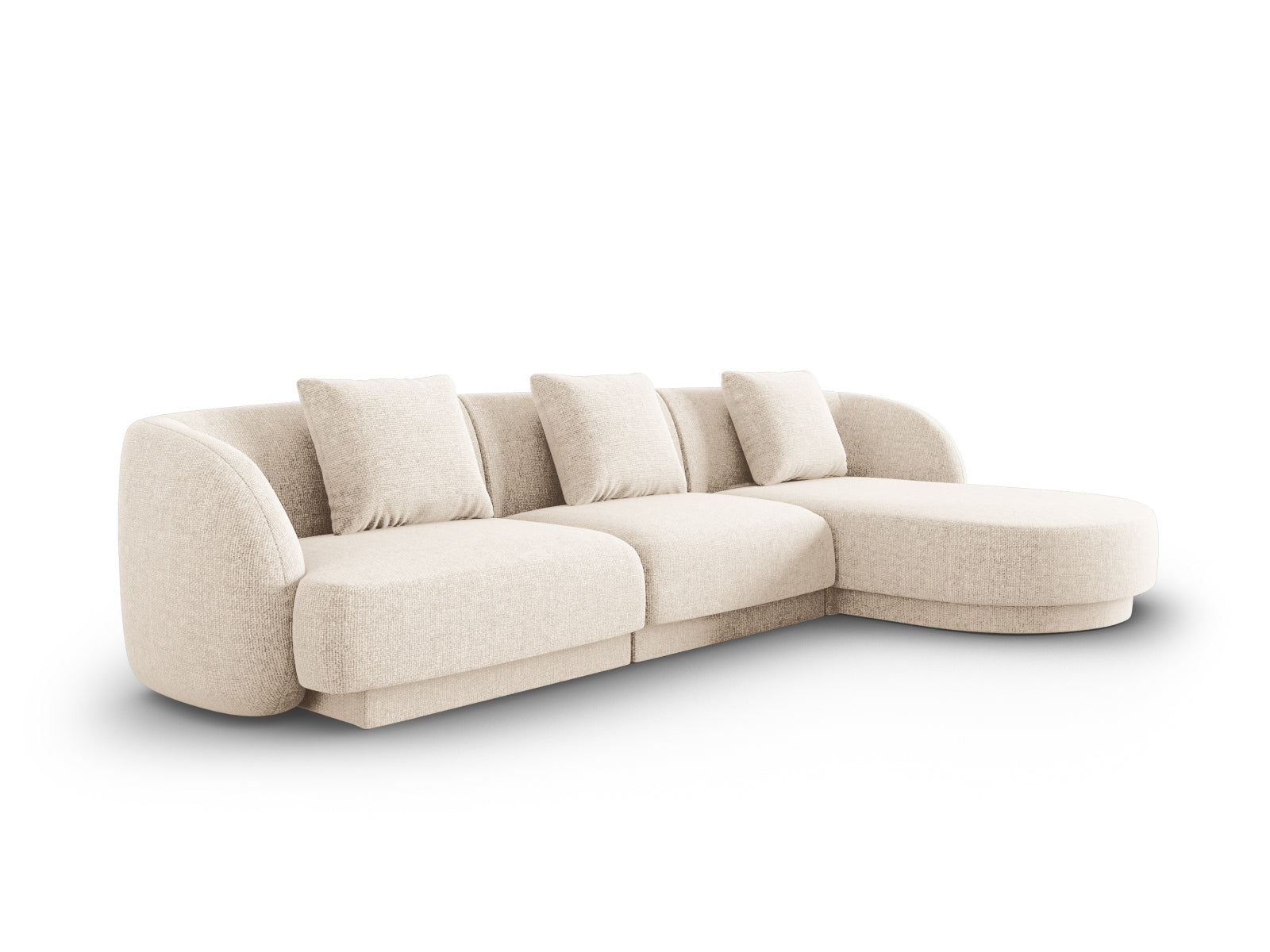 Elegantes Tulum Ecksofa in Light Beige, 4-Sitzer, 156 cm, ideal für stilvolle Wohnräume. Hochwertiges Design von Cosmopolitan.